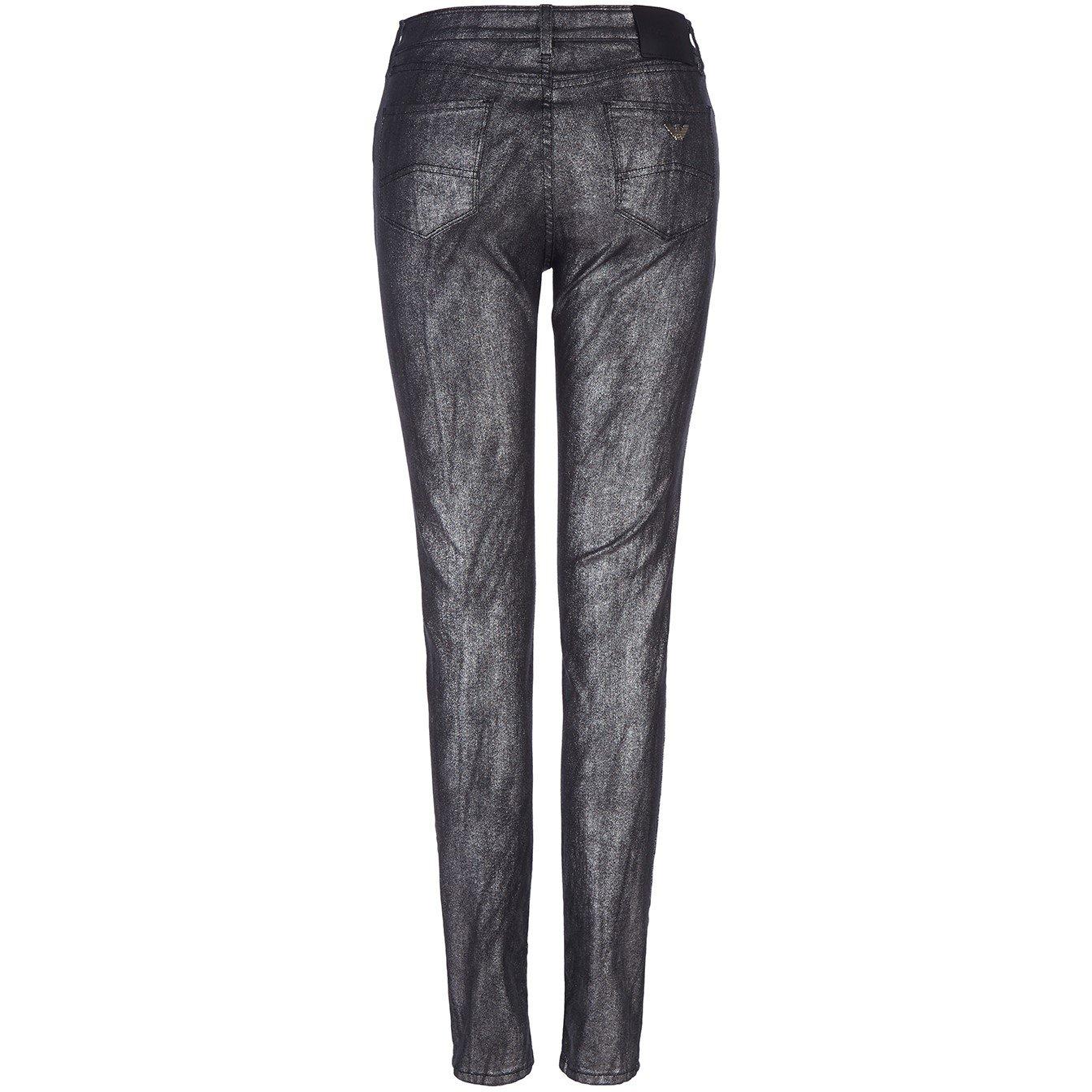Grey - Emporio Armani - Women's Coated Denim Skinny Jeans - 6