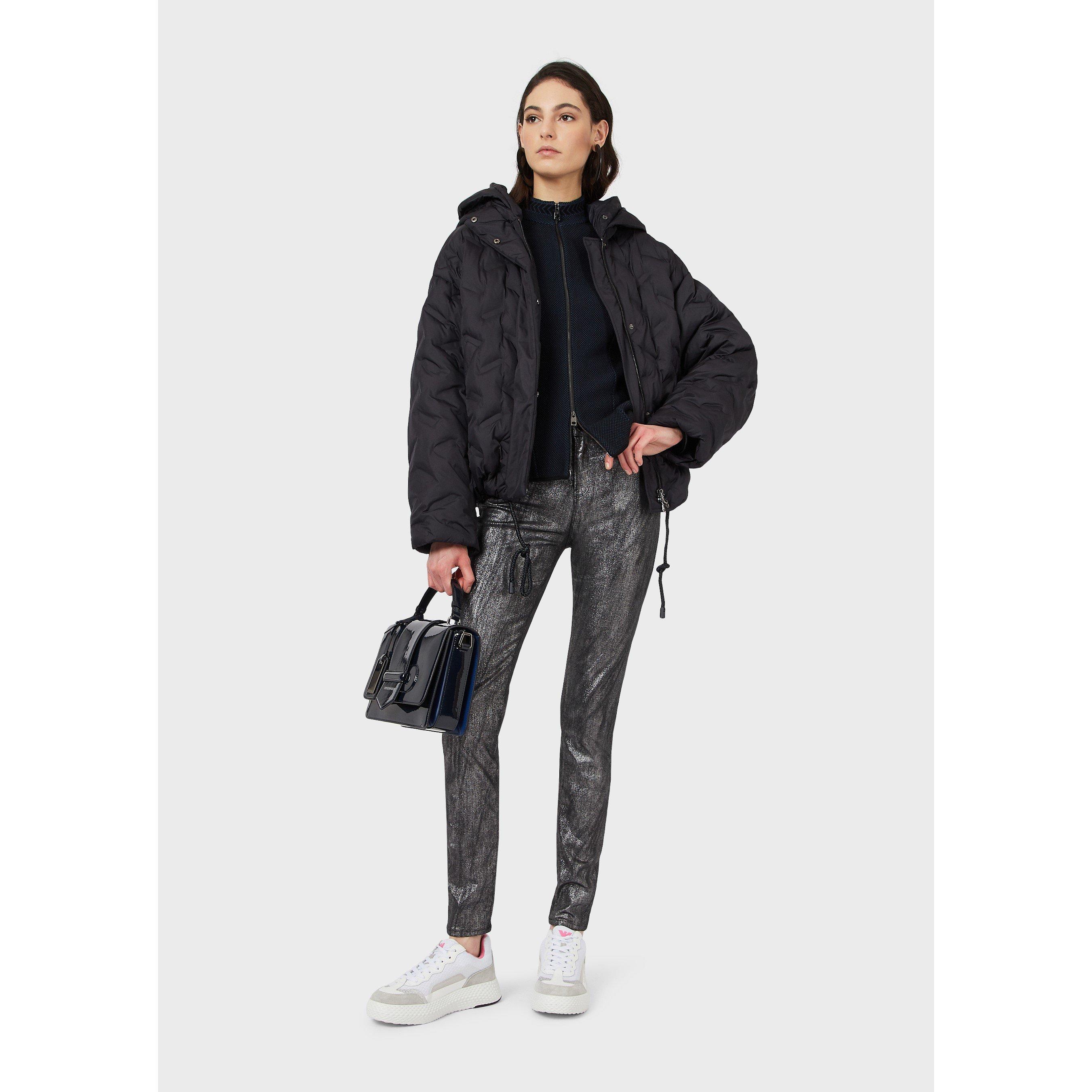 Grey - Emporio Armani - Women's Coated Denim Skinny Jeans - 3