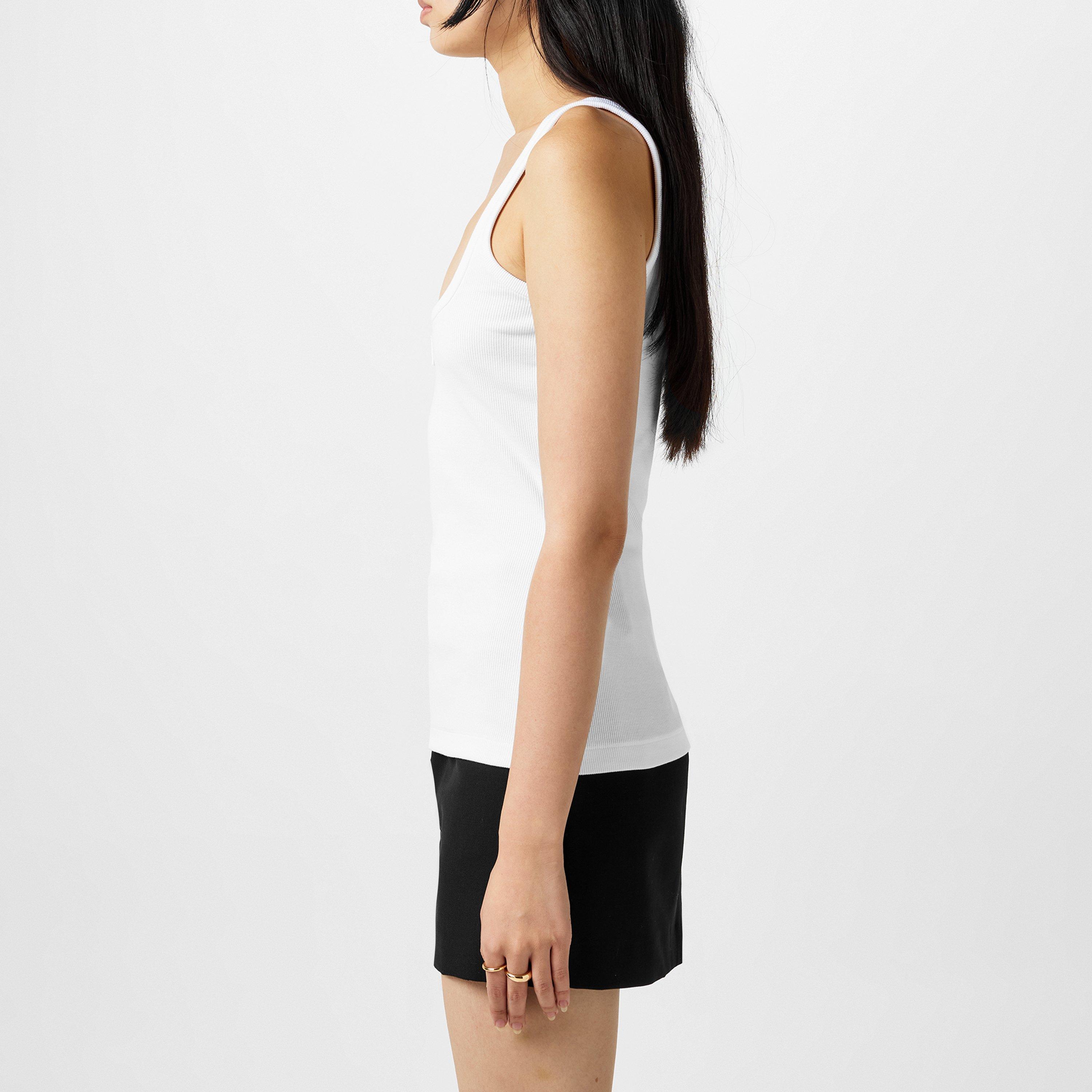Optical White - Versace Icon - 90s Vintage Logo Ribbed Tank Top - 2