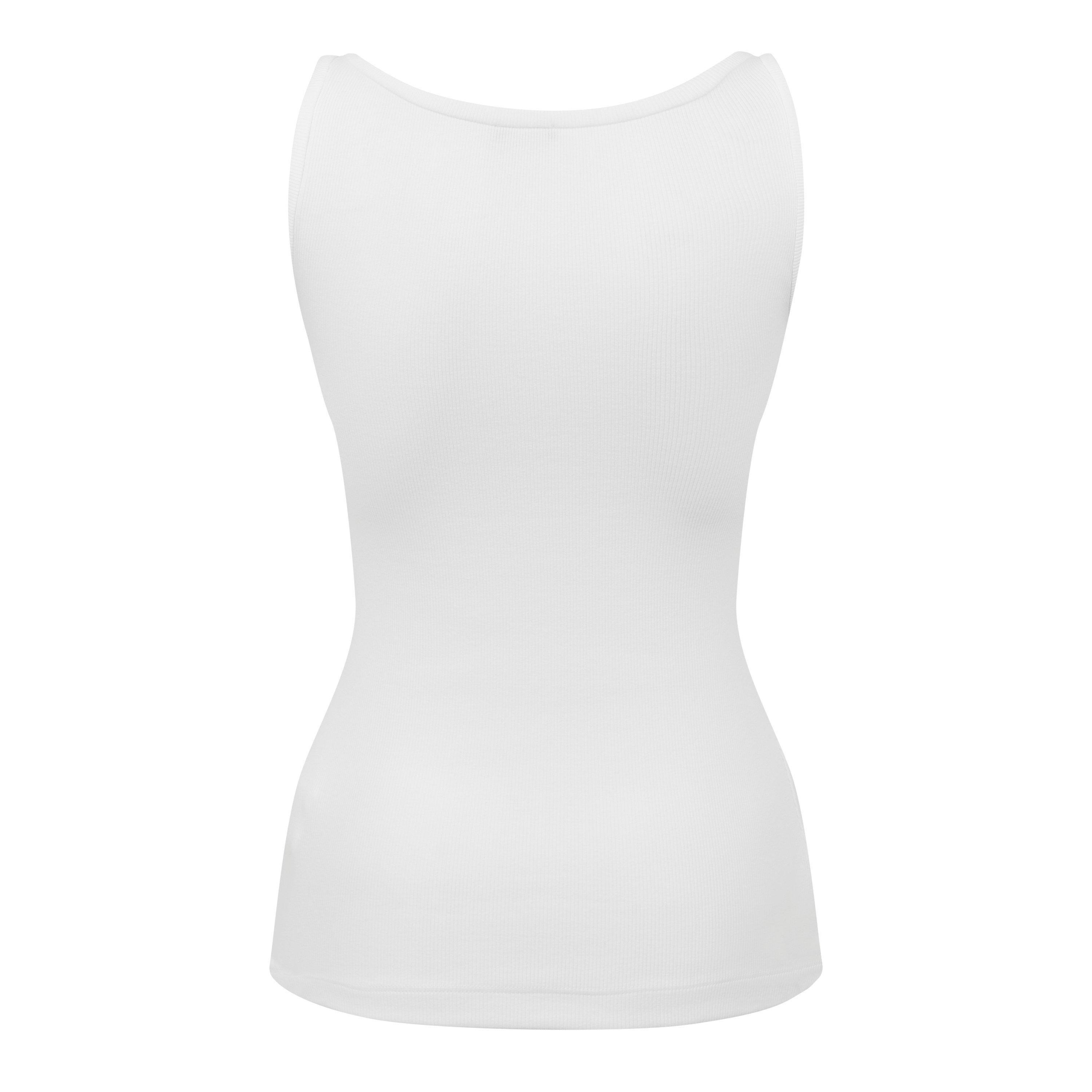 Optical White - Versace Icon - 90s Vintage Logo Ribbed Tank Top - 6