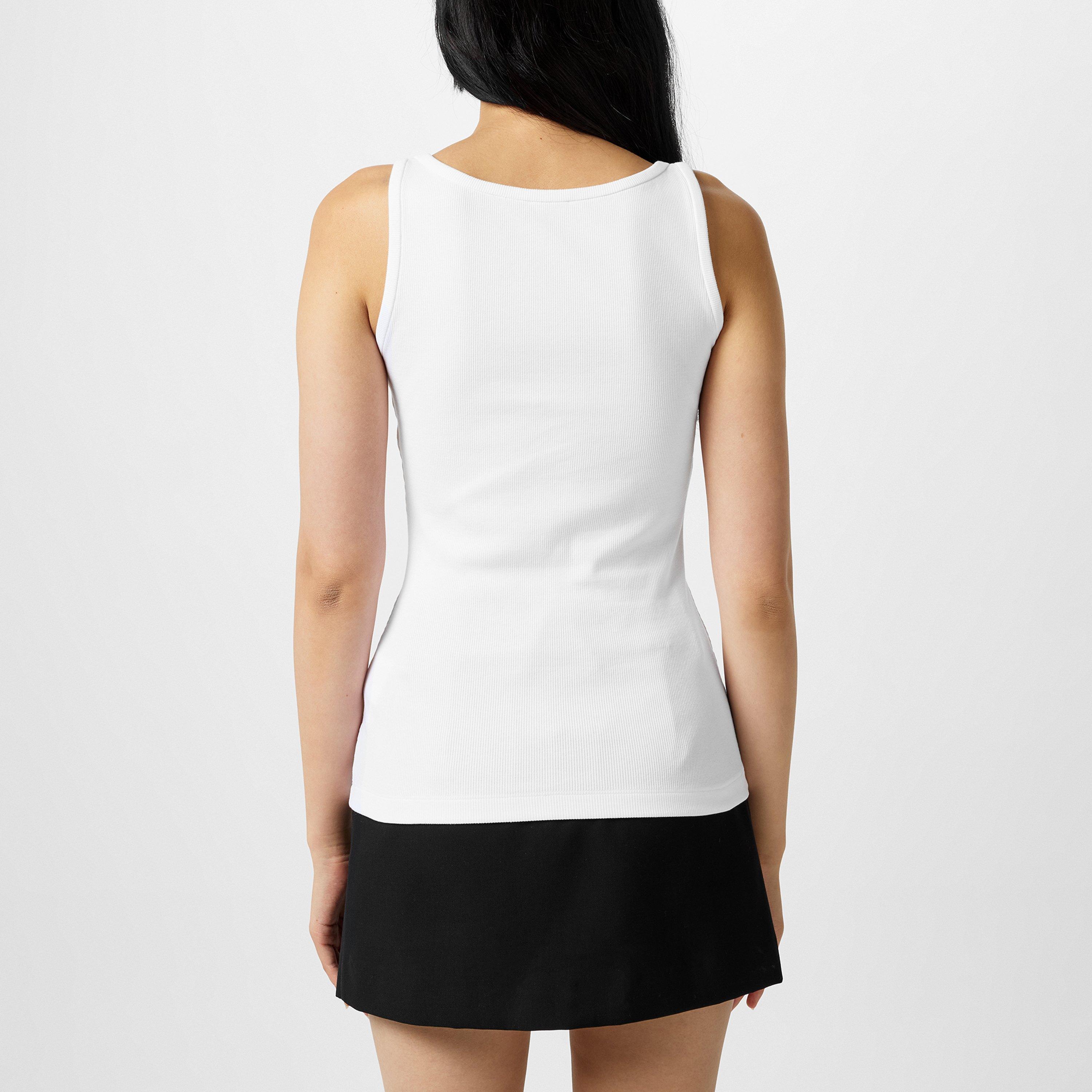 Optical White - Versace Icon - 90s Vintage Logo Ribbed Tank Top - 3