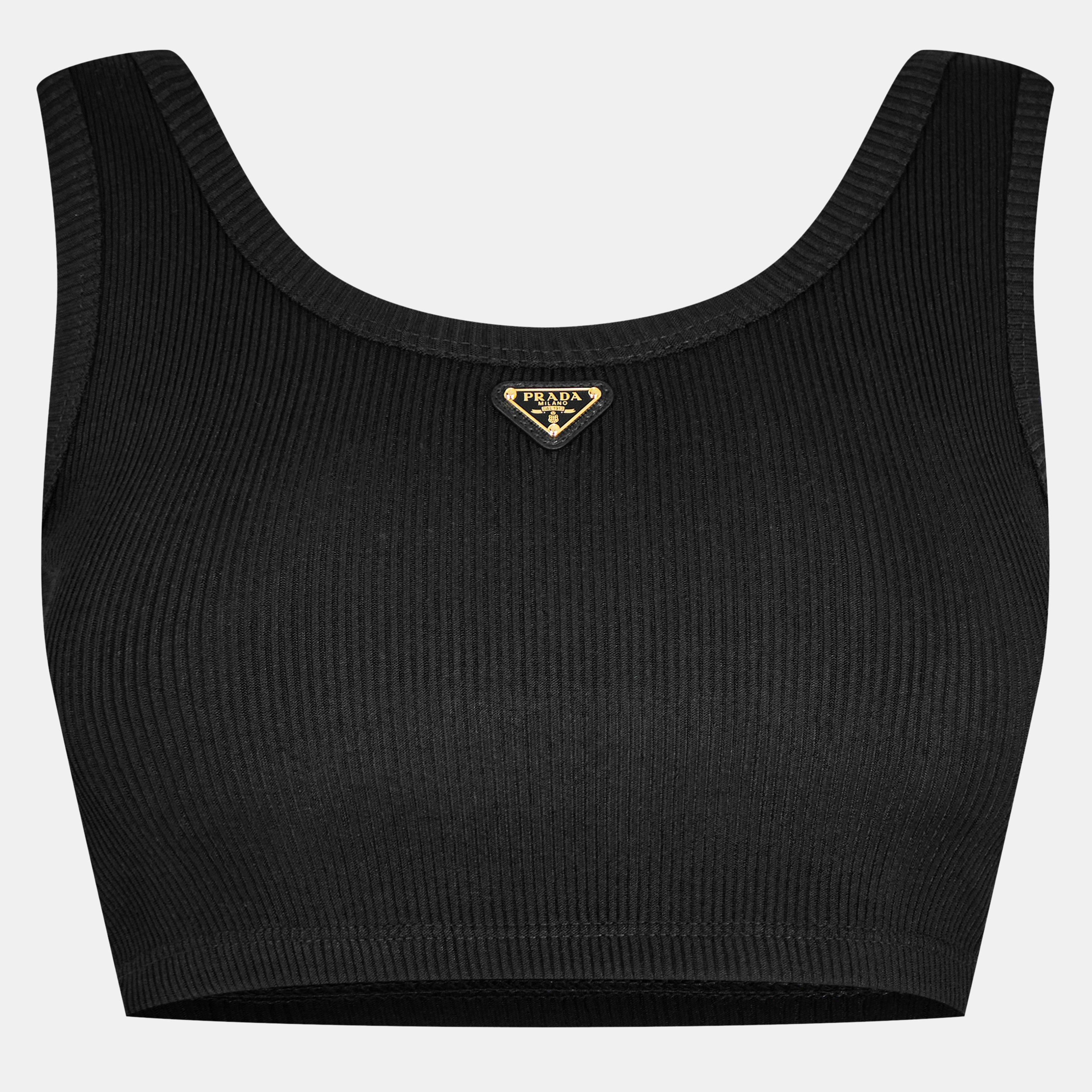 Prada Women's Ribbed Cropped Tank Vest