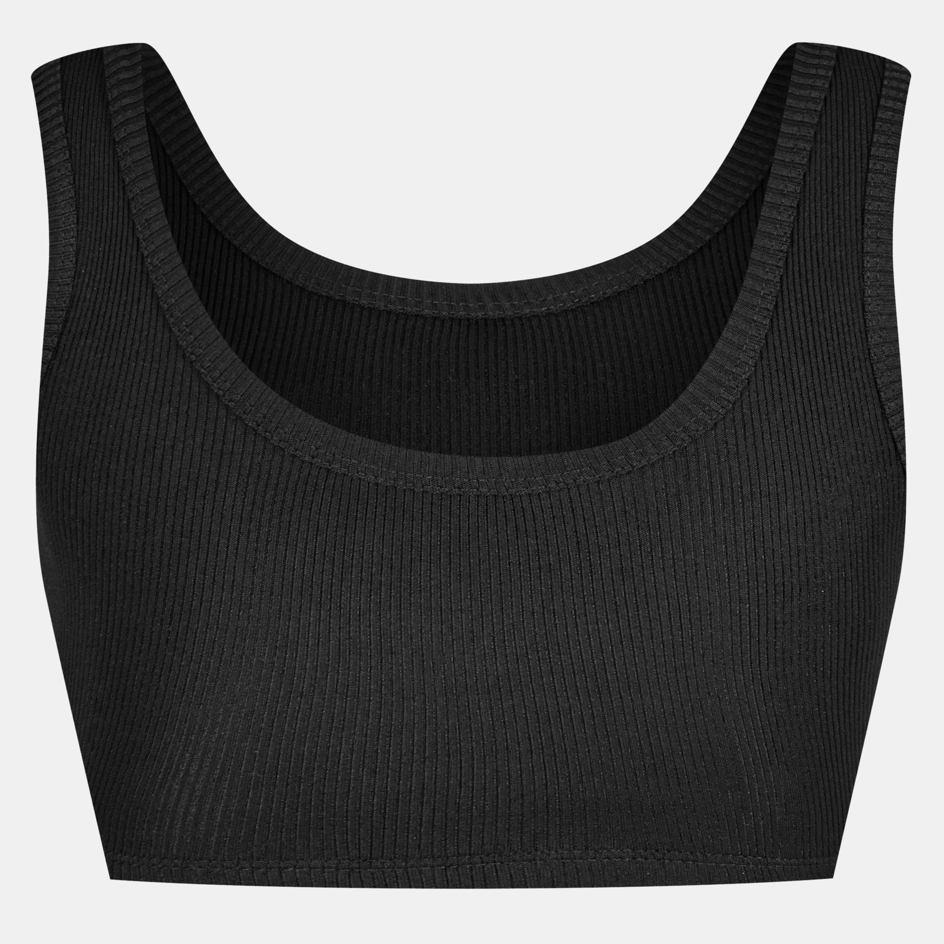 Nero - Prada - Women's Ribbed Cropped Tank Vest - 2