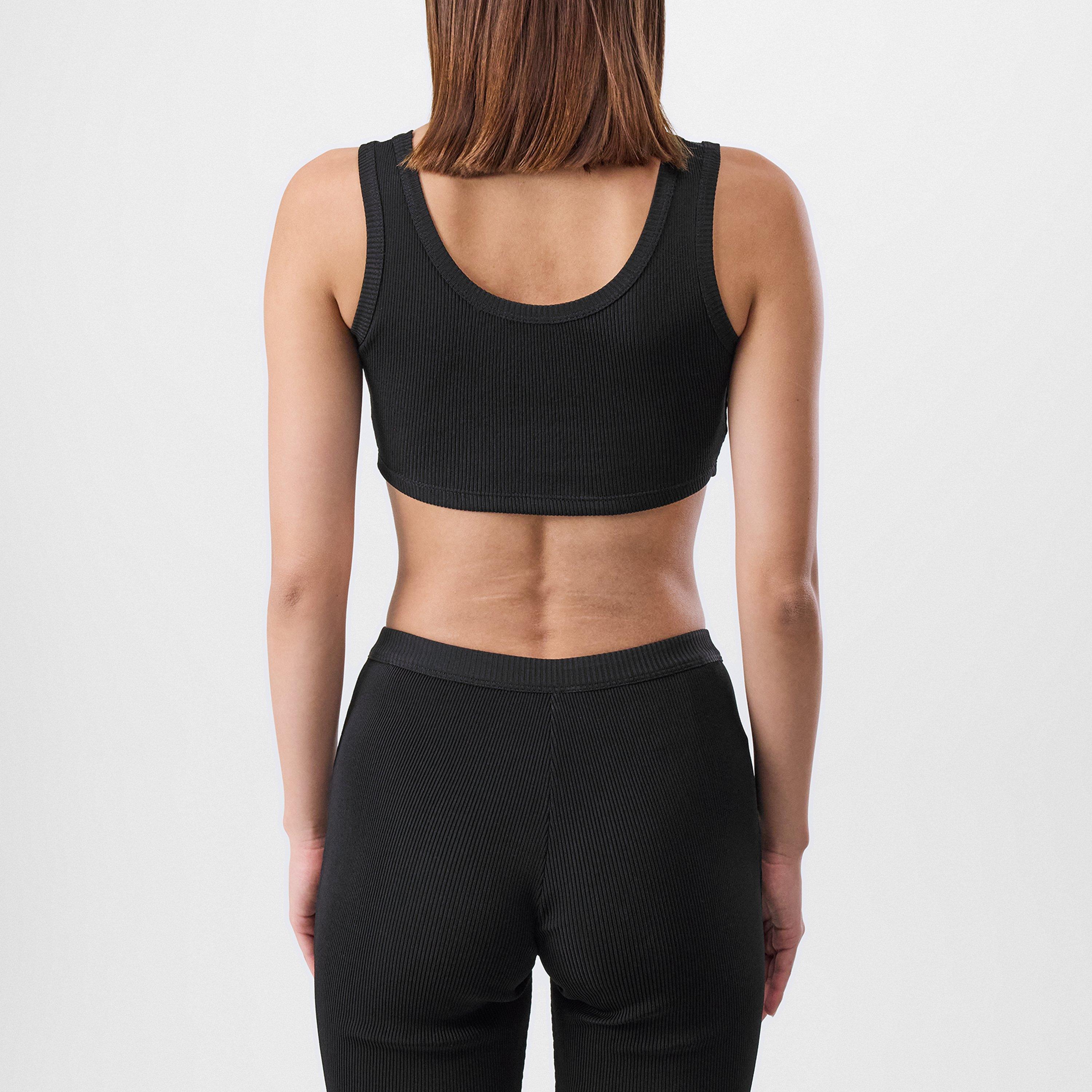 Nero - Prada - Women's Ribbed Cropped Tank Vest - 4