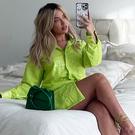 Vert - I Saw It First - ISAWITFIRST Sequin Oversized Shirt Dress - 1