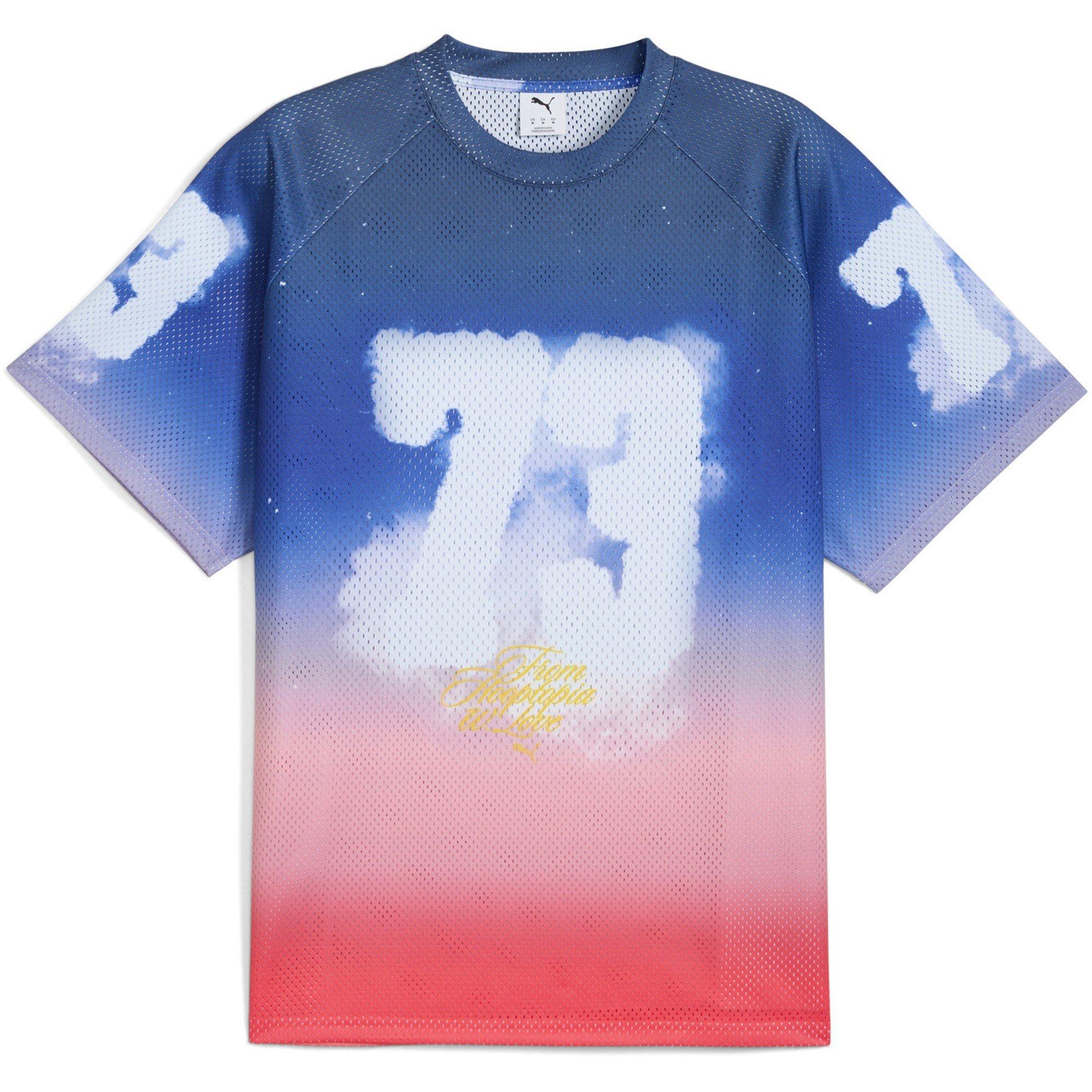 Persian Blue - Puma - Men's Hooptopia Sunset Hoops Jersey Short Sleeve Performance T-Shirt - 1