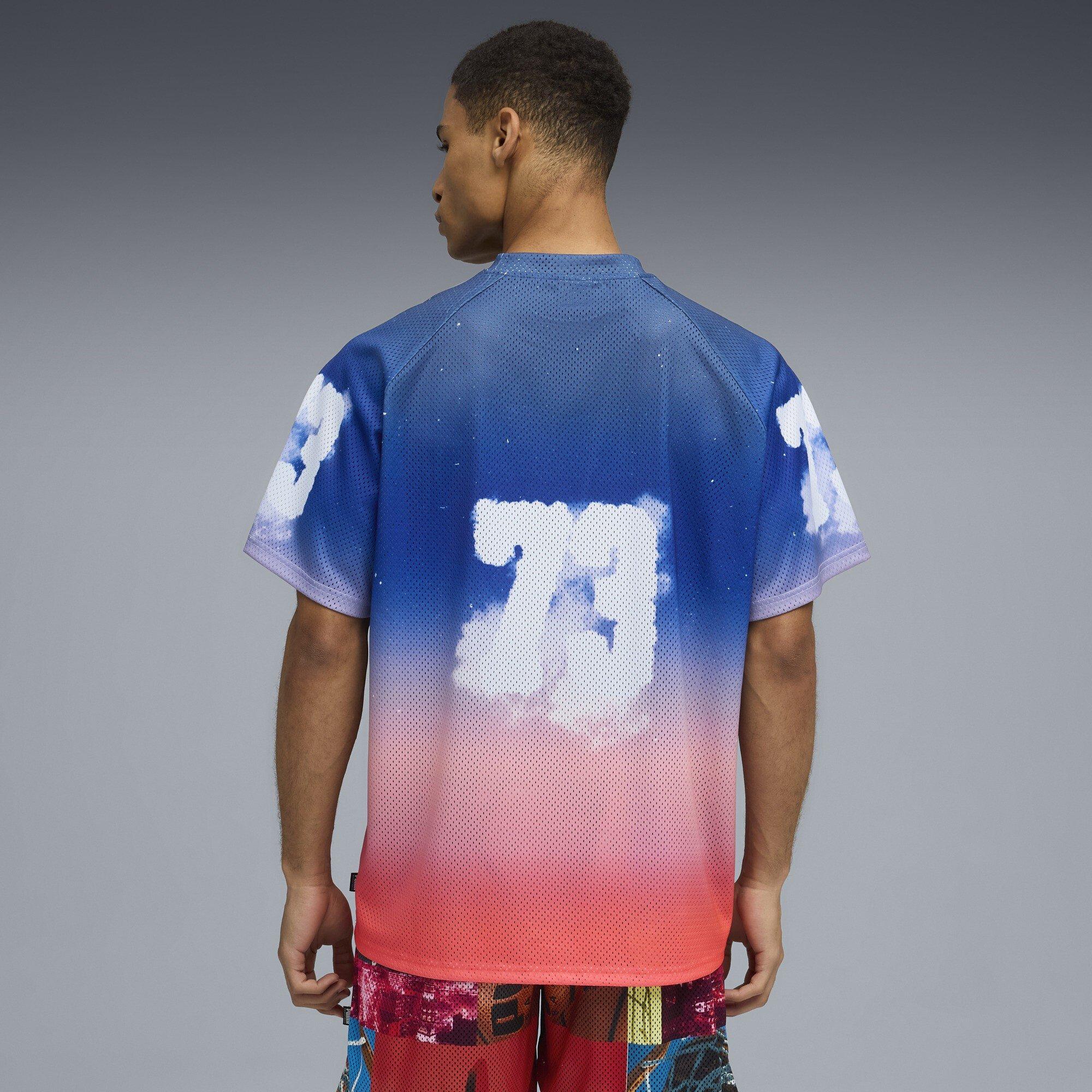 Persian Blue - Puma - Men's Hooptopia Sunset Hoops Jersey Short Sleeve Performance T-Shirt - 4