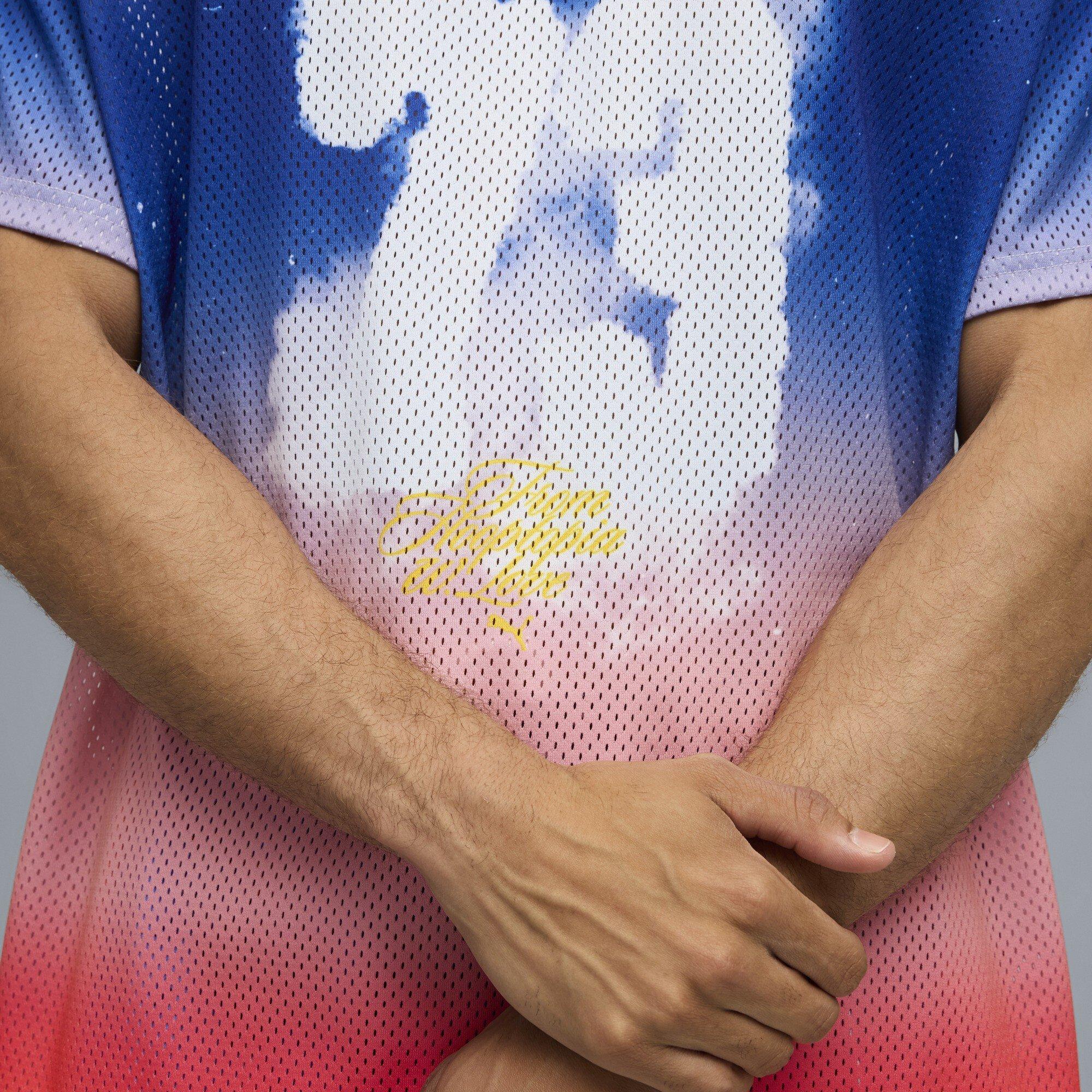 Persian Blue - Puma - Men's Hooptopia Sunset Hoops Jersey Short Sleeve Performance T-Shirt - 6