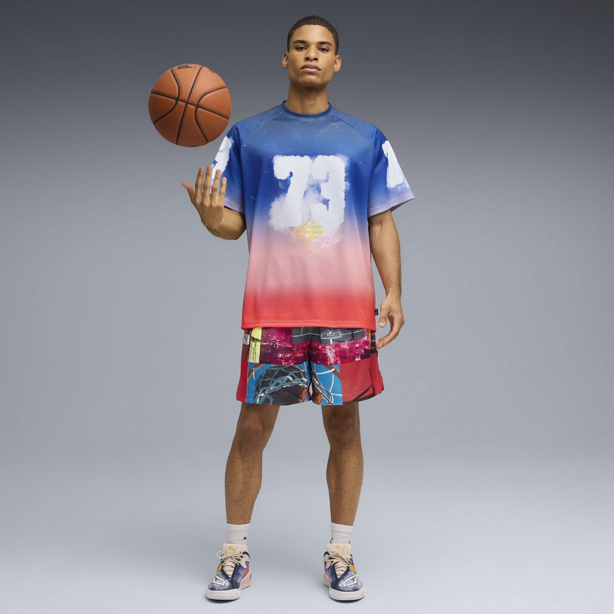 Persian Blue - Puma - Men's Hooptopia Sunset Hoops Jersey Short Sleeve Performance T-Shirt - 7