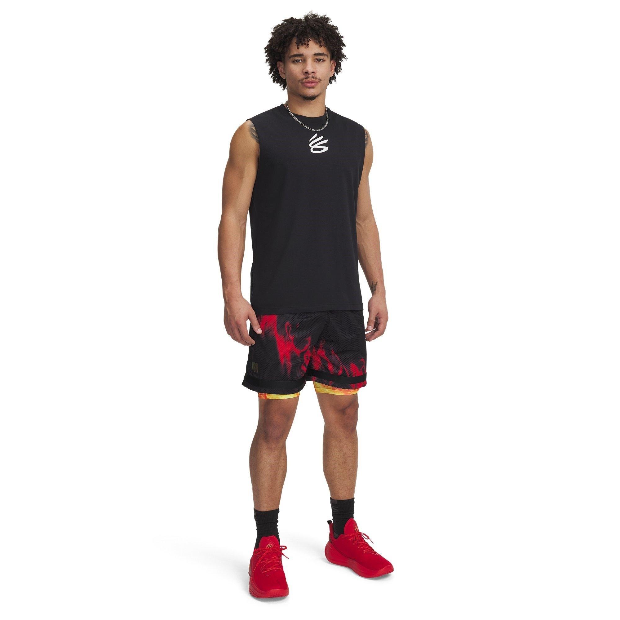 Black/Red - Under Armour - Curry HeatGear Printed Shorts Adults - 3