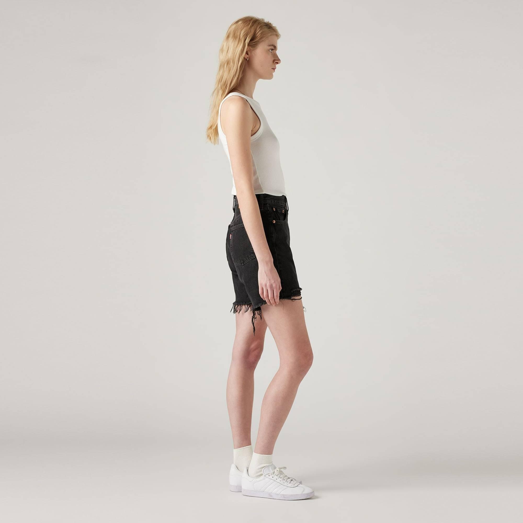 Nero Lunare - Levis - Women's Mid-Thigh Lunar Black Denim Shorts - 3