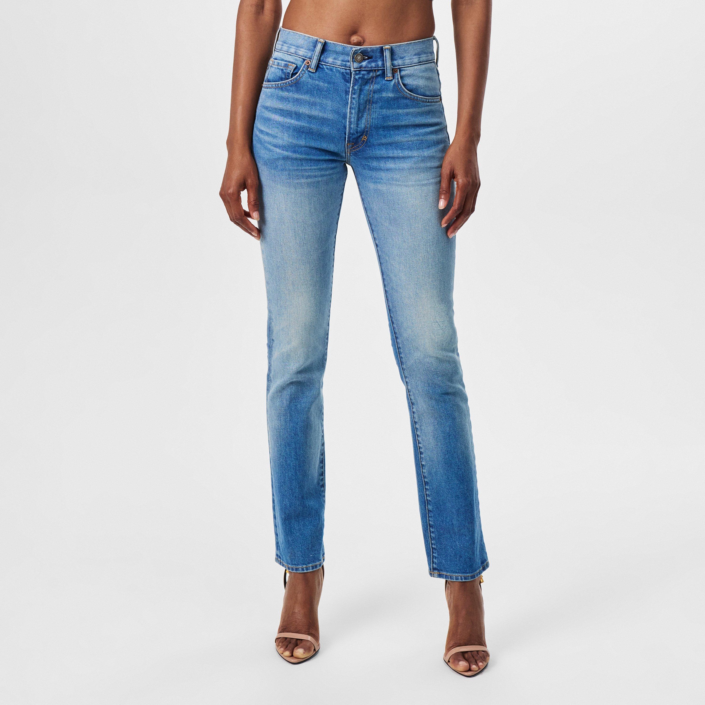 Mid Blue - Tom Ford - Summer Stone Washed Denim Straight Pants - 3