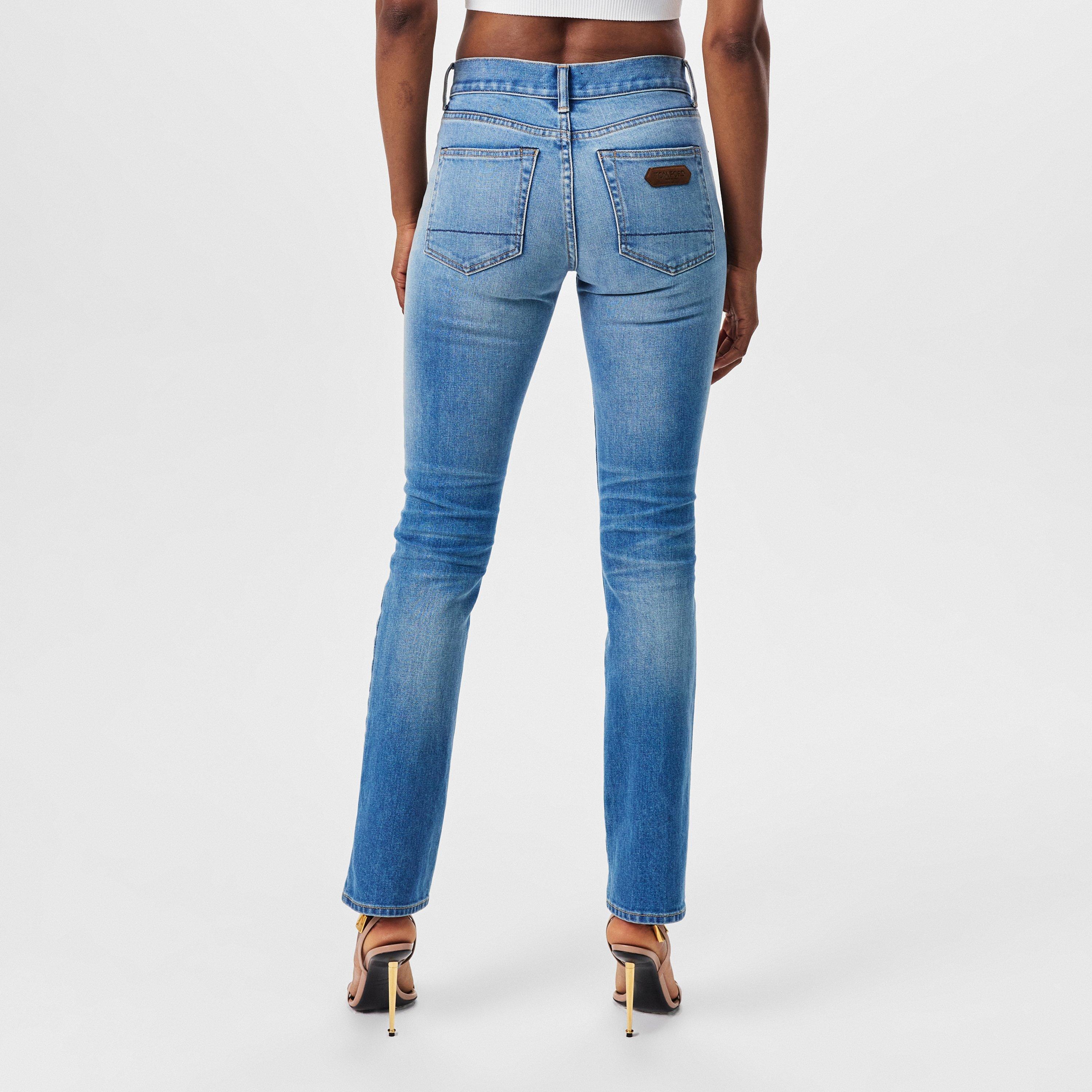 Mid Blue - Tom Ford - Summer Stone Washed Denim Straight Pants - 4