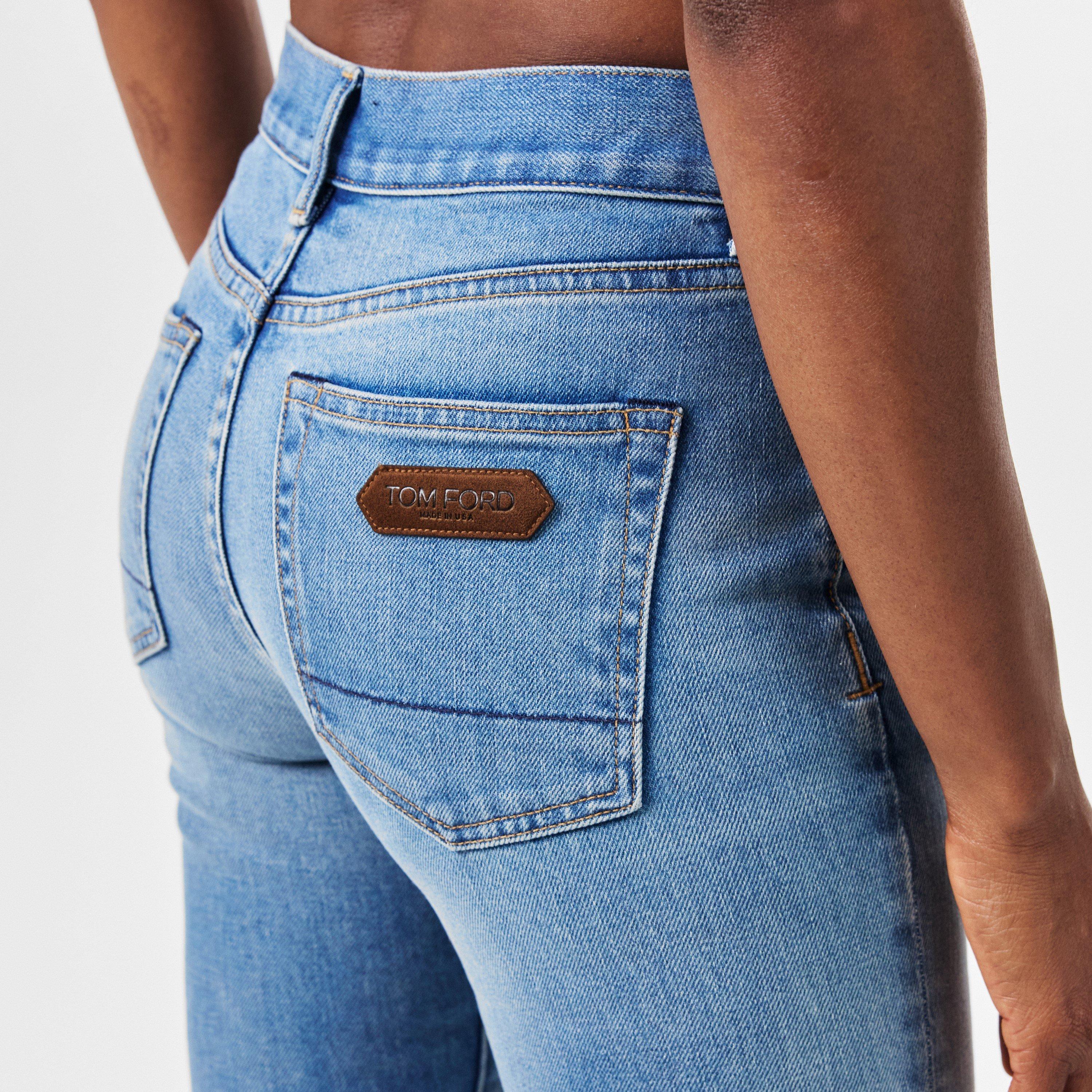 Mid Blue - Tom Ford - Summer Stone Washed Denim Straight Pants - 5