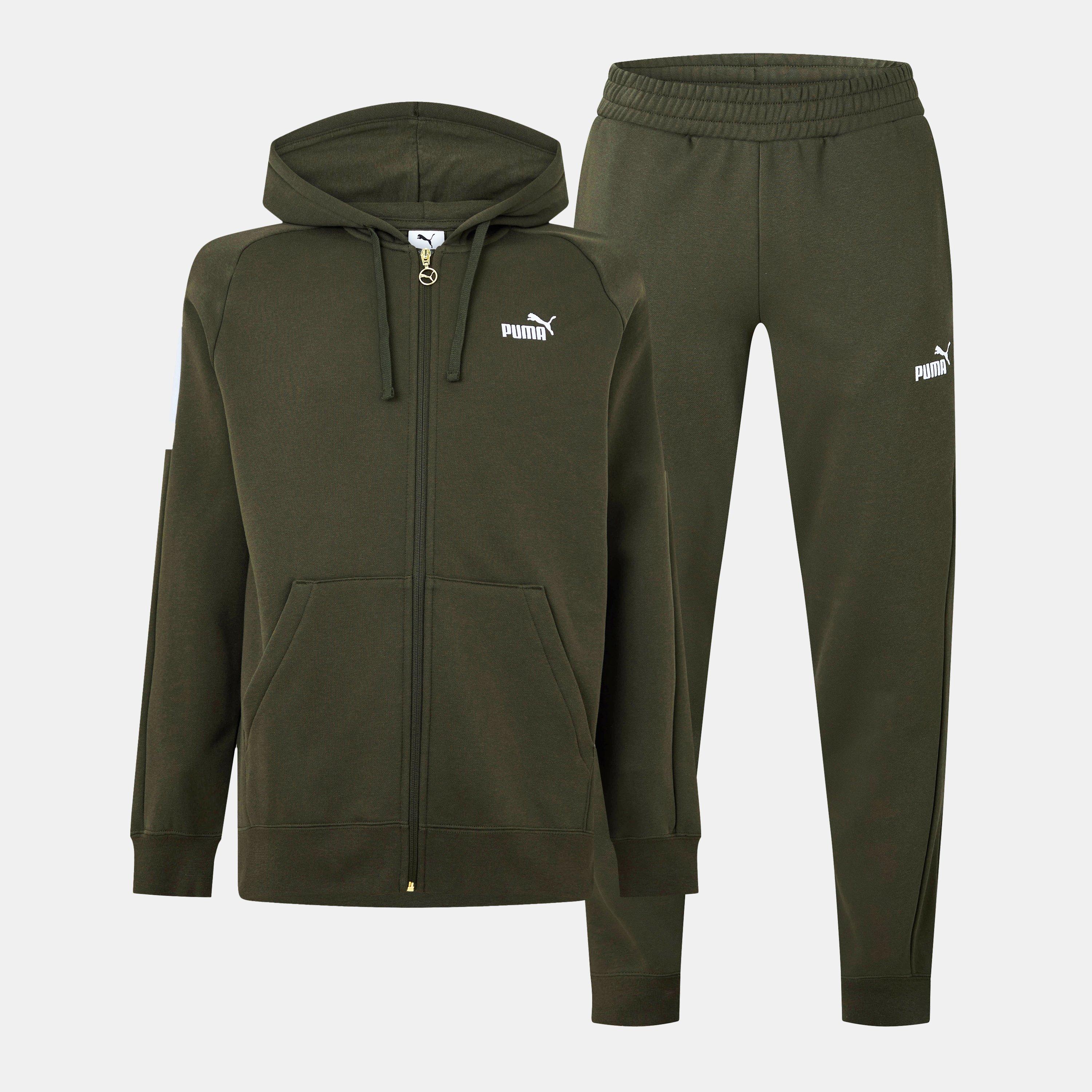 Puma Men's Fleece Tracksuit - Khaki Green - S