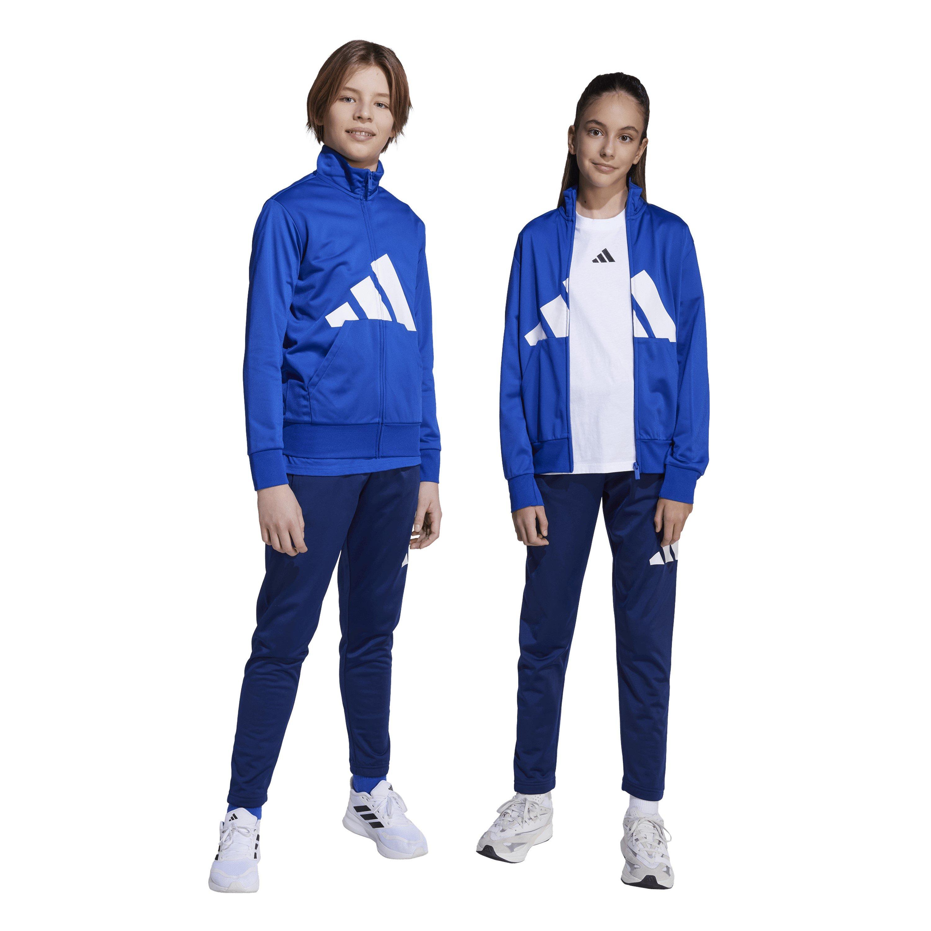 Blå/Hvid - adidas - Linea Poly Tracksuit Juniors - 2