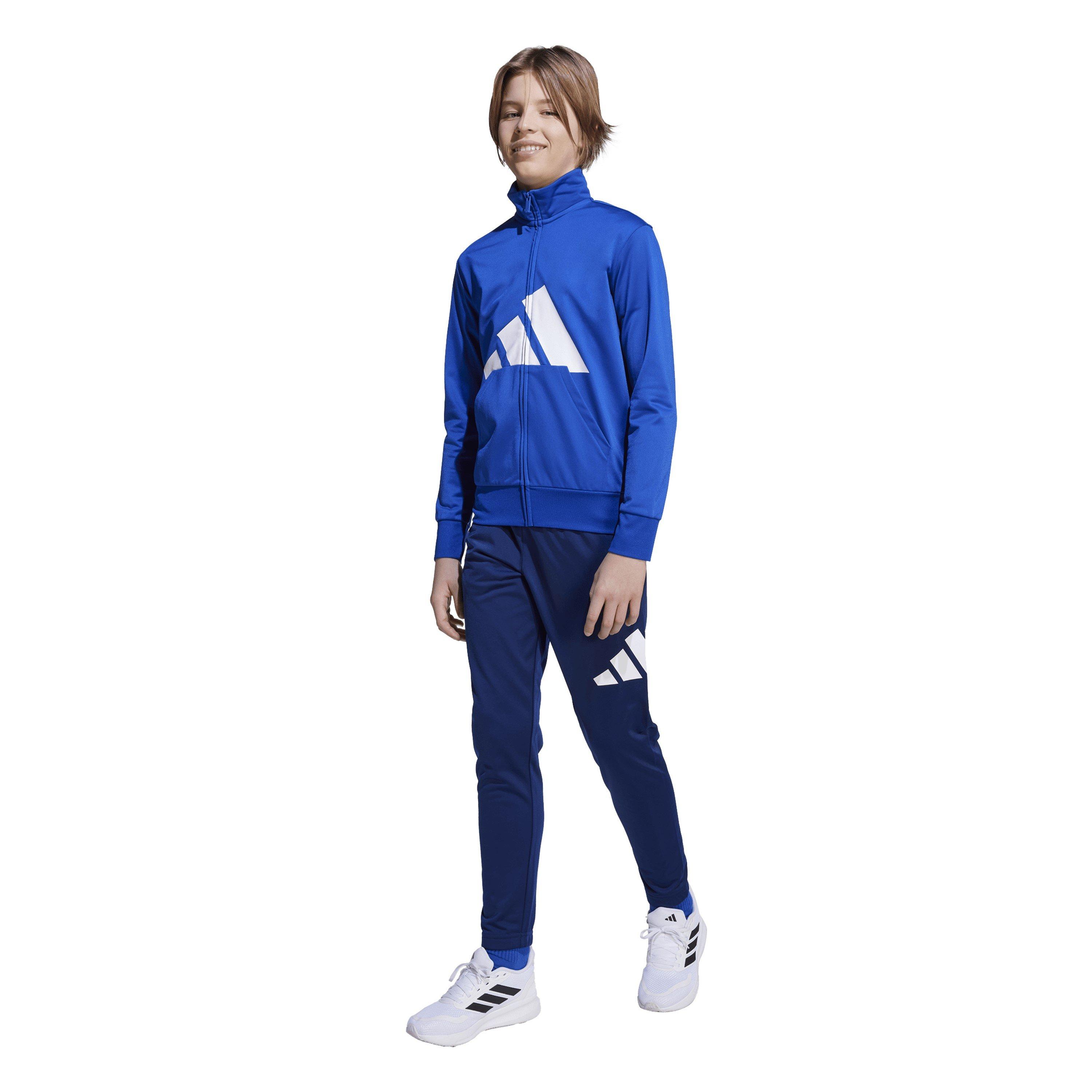 Blå/Hvid - adidas - Linea Poly Tracksuit Juniors - 4