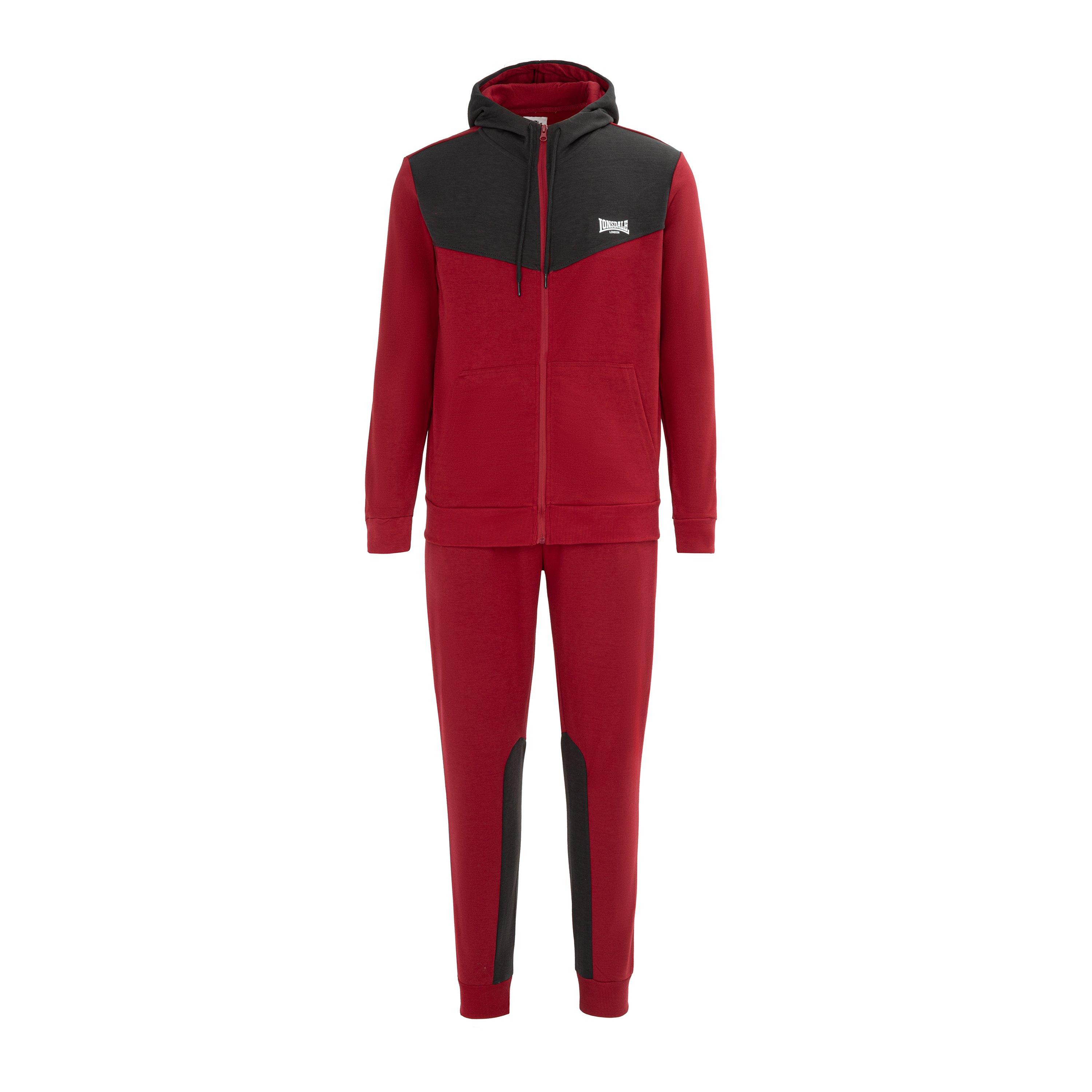 Lonsdale Men's Tracksuit - Dark Red/Grey - 3XL