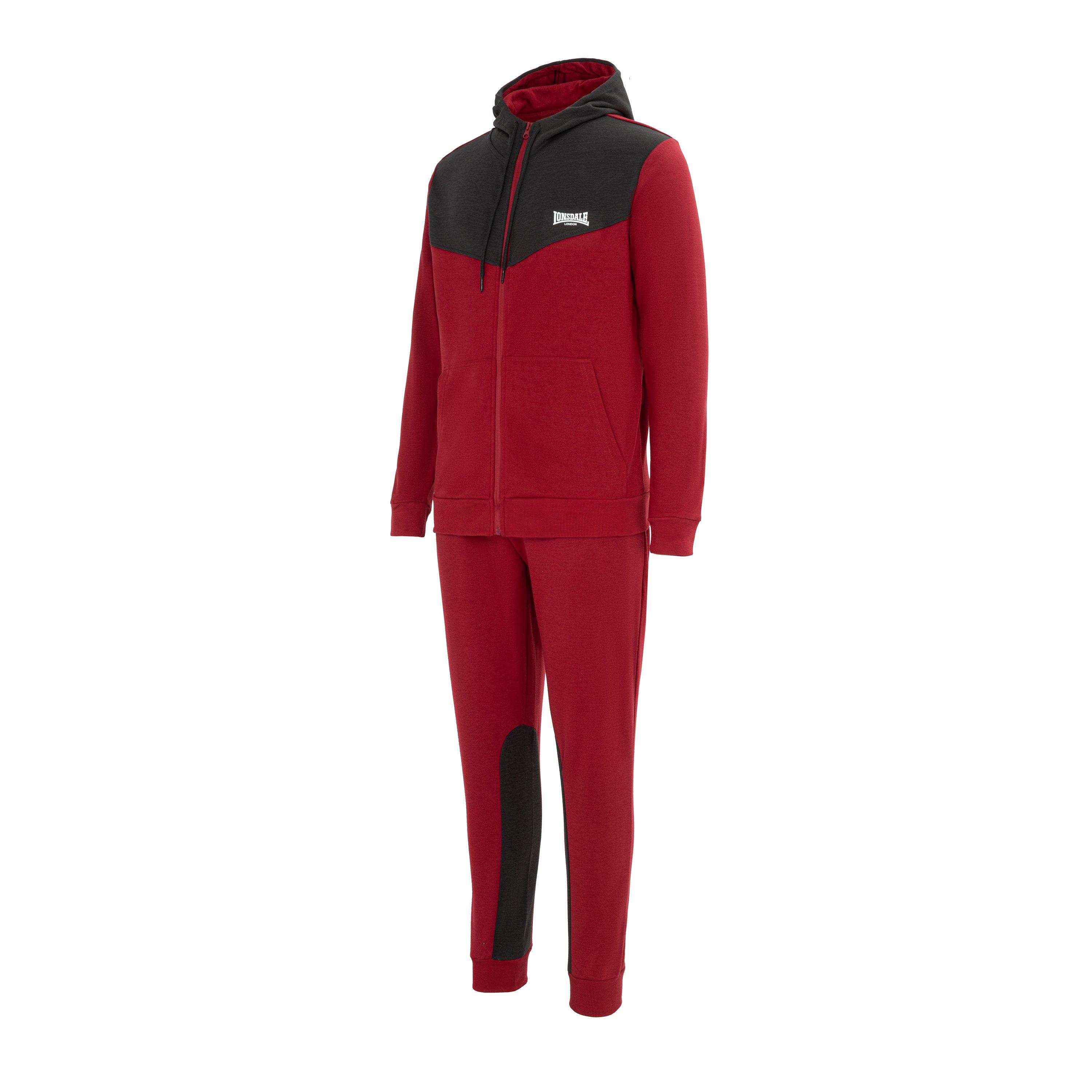 Dark Red/Grey - Lonsdale - Mens Tracksuit - 3