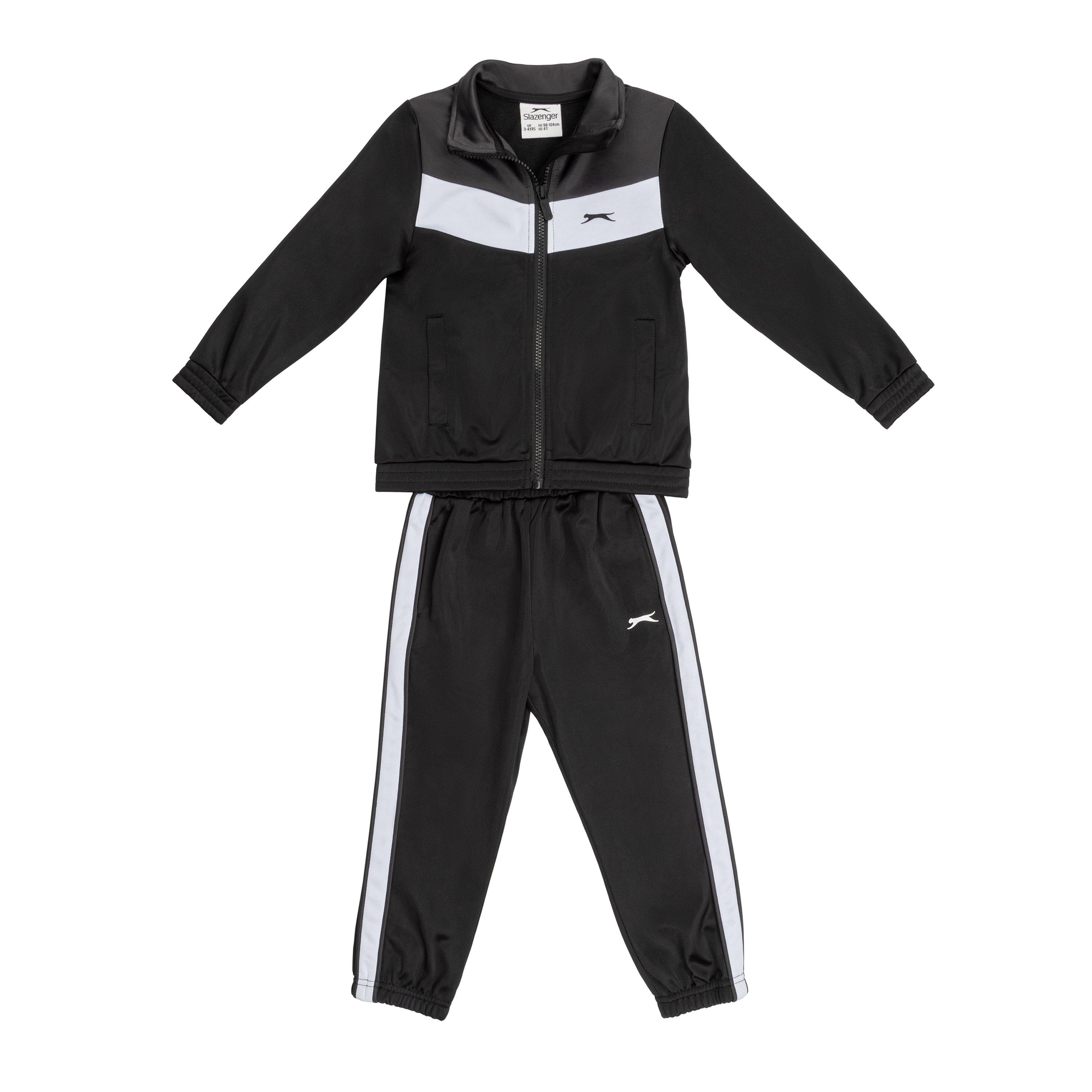 Slazenger Boys Polyester Tracksuit Junior - Black/Char/Wht - 9-10 Years