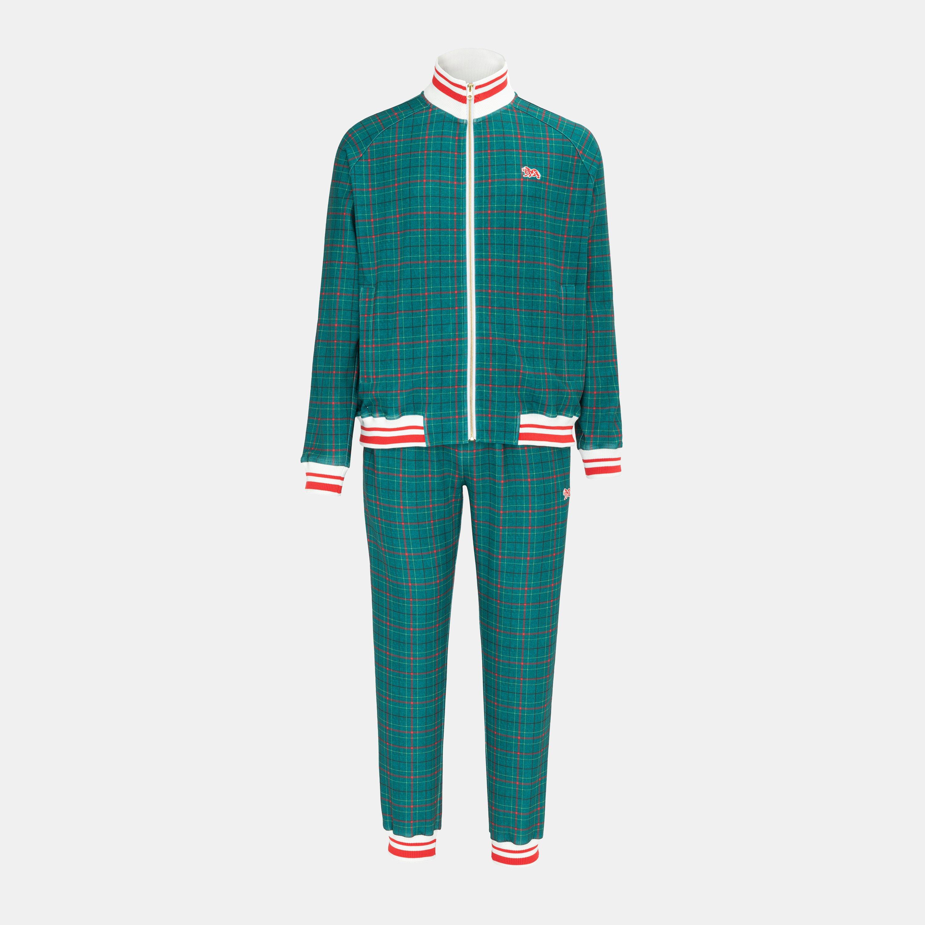 Lonsdale Men's Gent Tracksuit - Green Check - 2XL