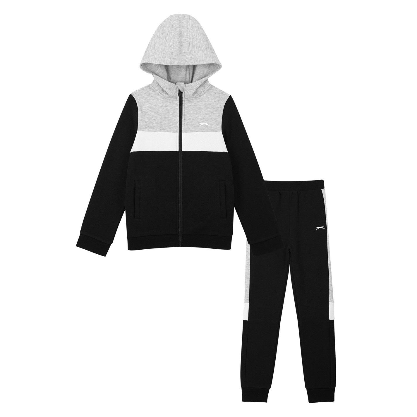 Schwarz - Slazenger - Fleece Full Zip Track Suit Junior - 1