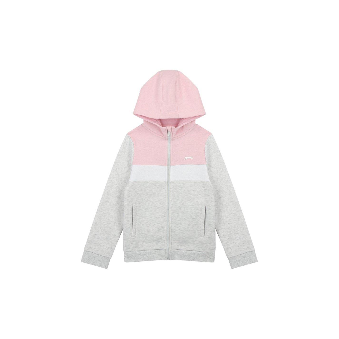 Ice Marl/Pink - Slazenger - Fleece Full Zip Track Suit Junior - 2