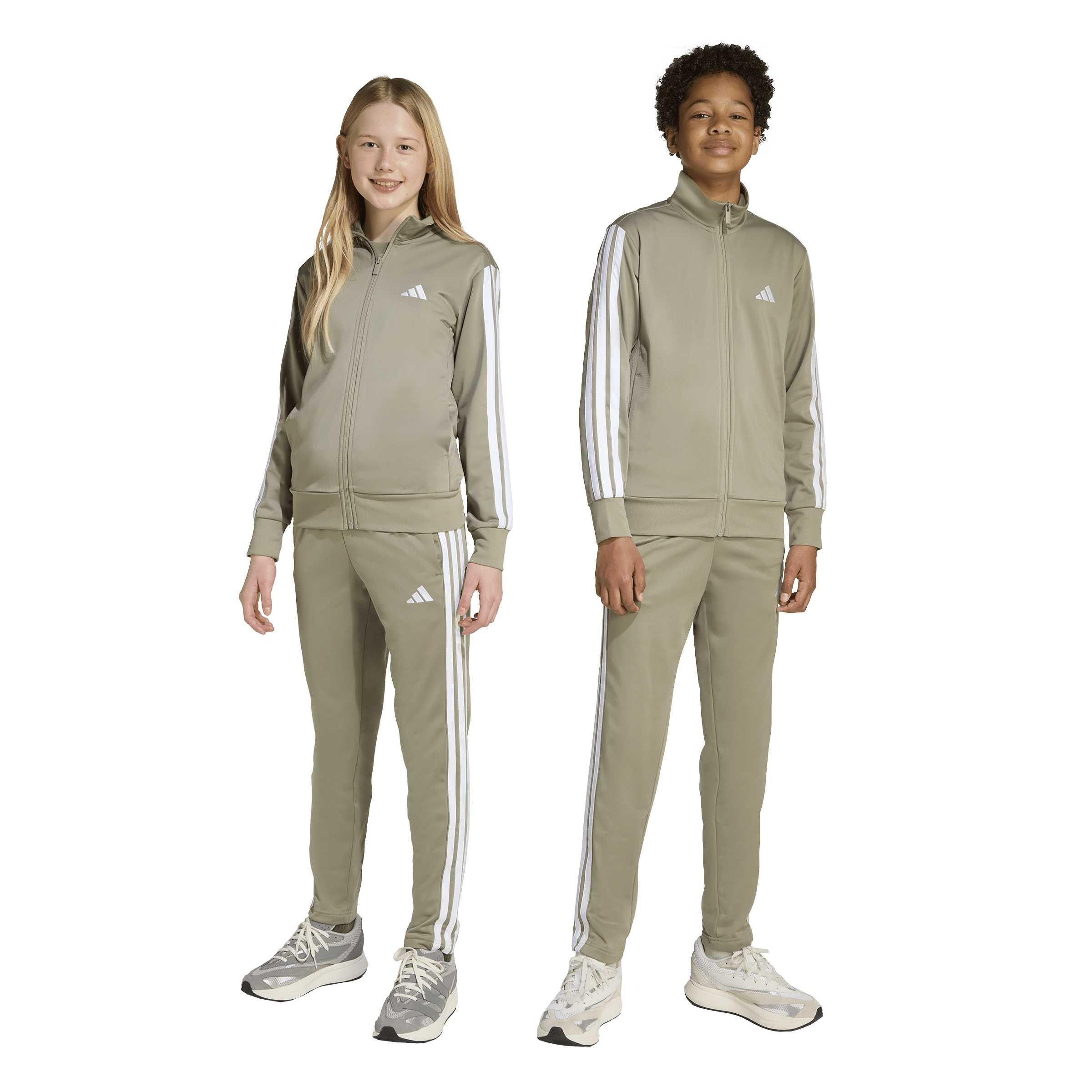 Pebble/White - adidas - Essentials 3-Stripes Zip Tracksuit - 2