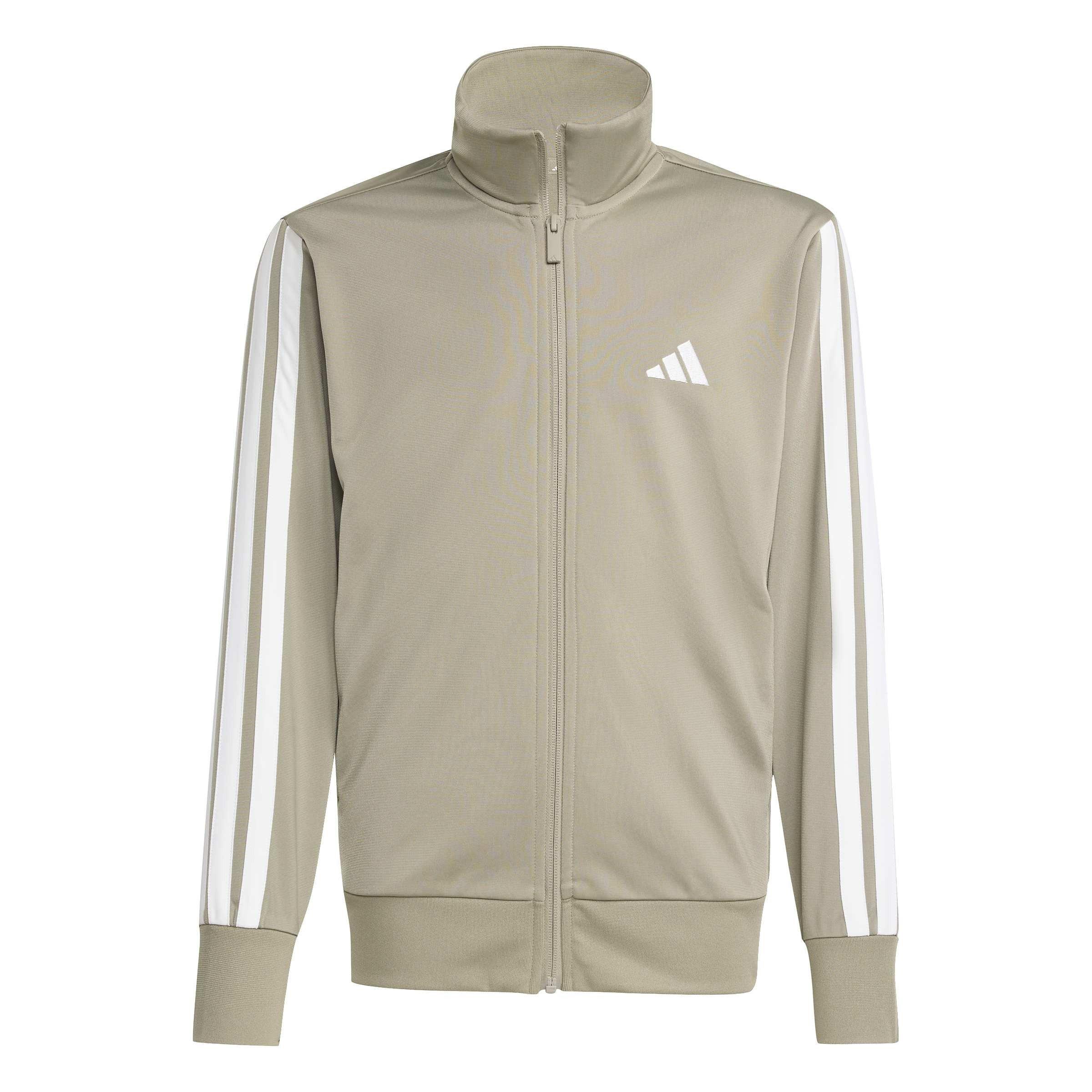 Pebble/White - adidas - Essentials 3-Stripes Zip Tracksuit - 6