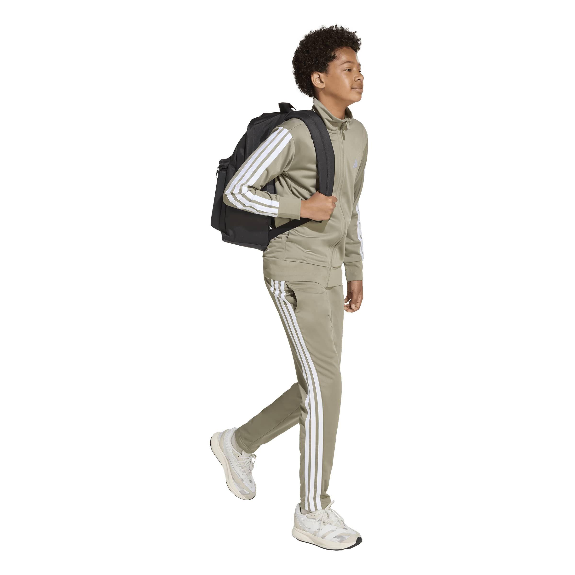 Pebble/White - adidas - Essentials 3-Stripes Zip Tracksuit - 7