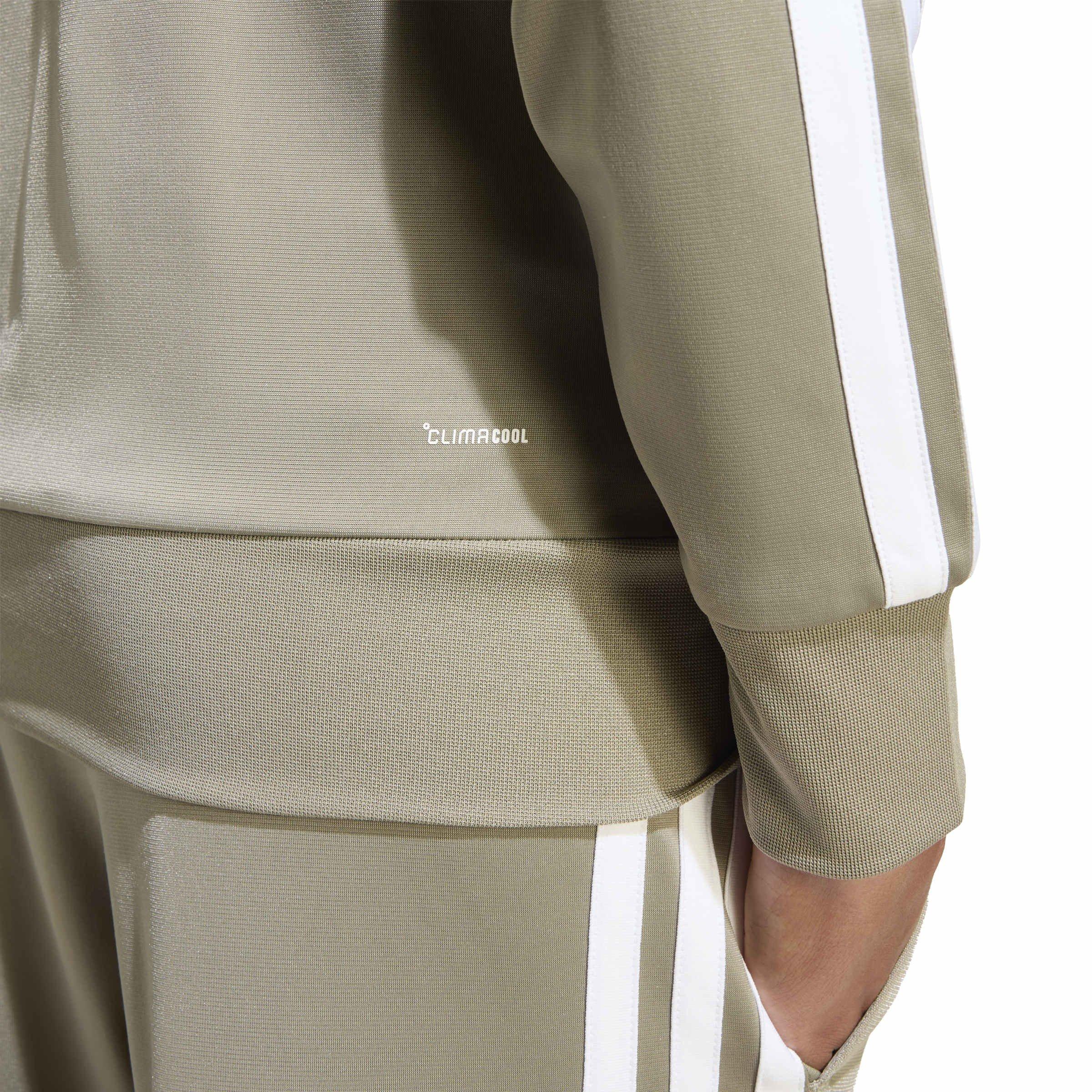 Pebble/White - adidas - Essentials 3-Stripes Zip Tracksuit - 9