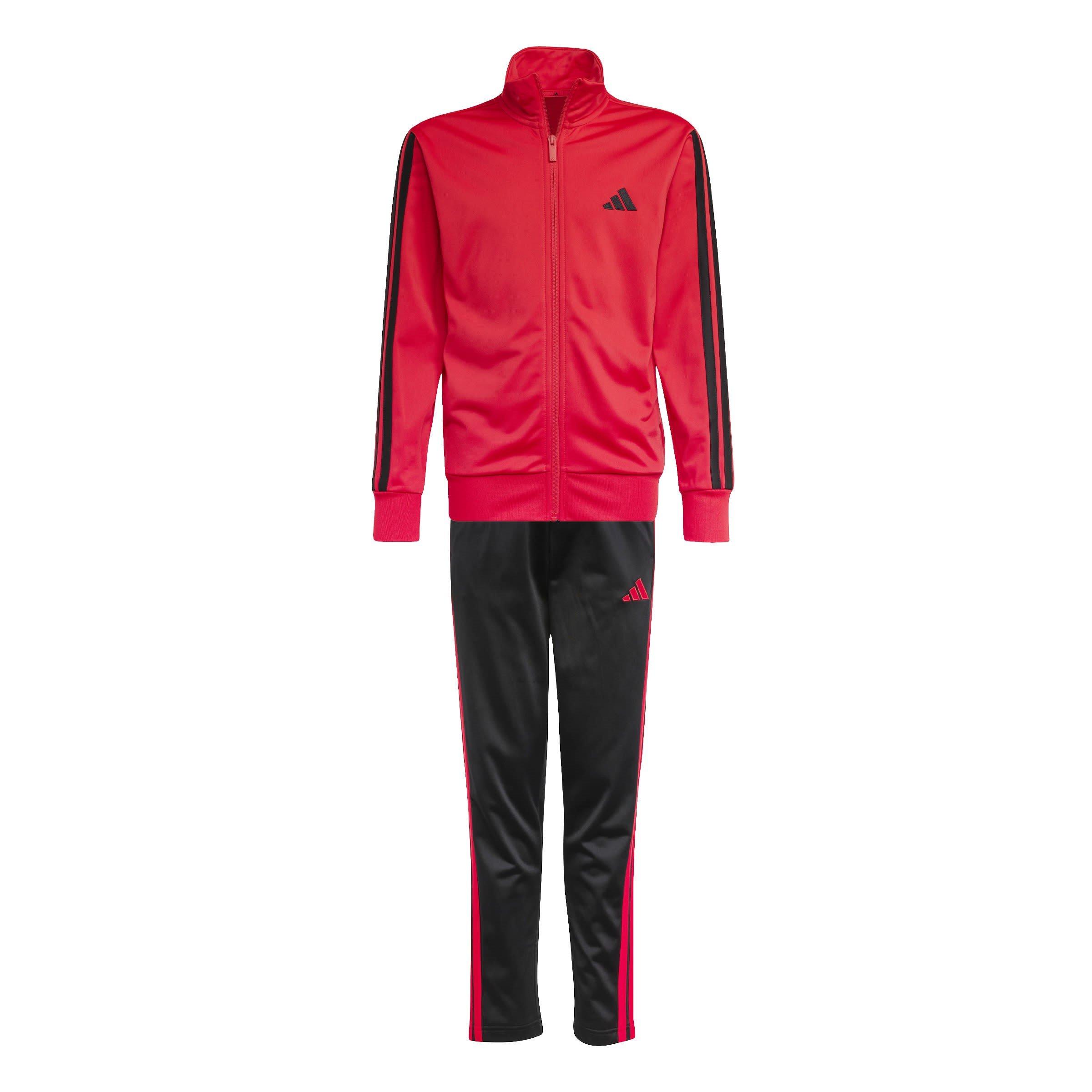 Adidas Girls Essentials 3-Stripes Zip Tracksuit - Ruby/Black - 7-8 Years