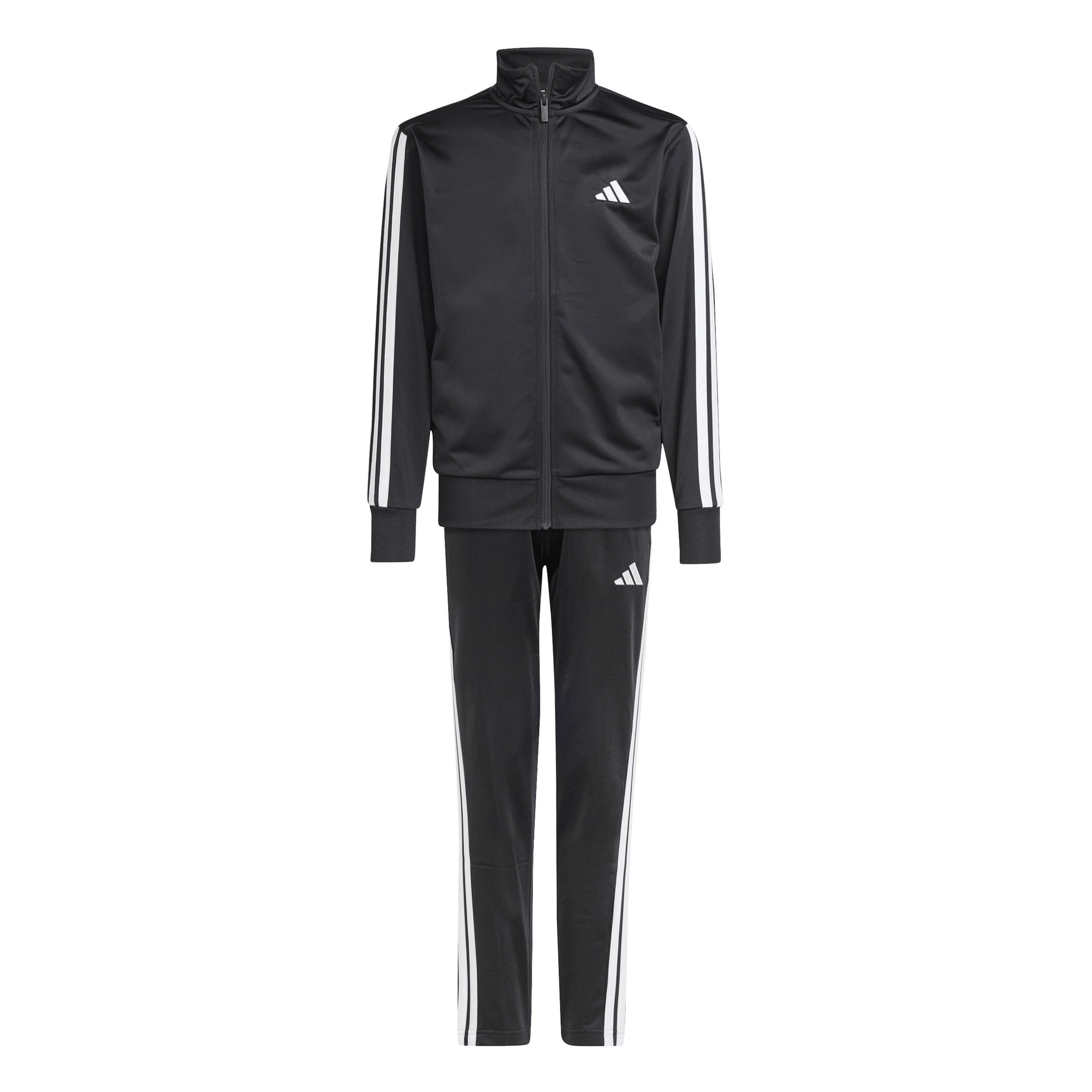 Adidas Girls Essentials 3-Stripes Zip Tracksuit - Black/White - 13 Years