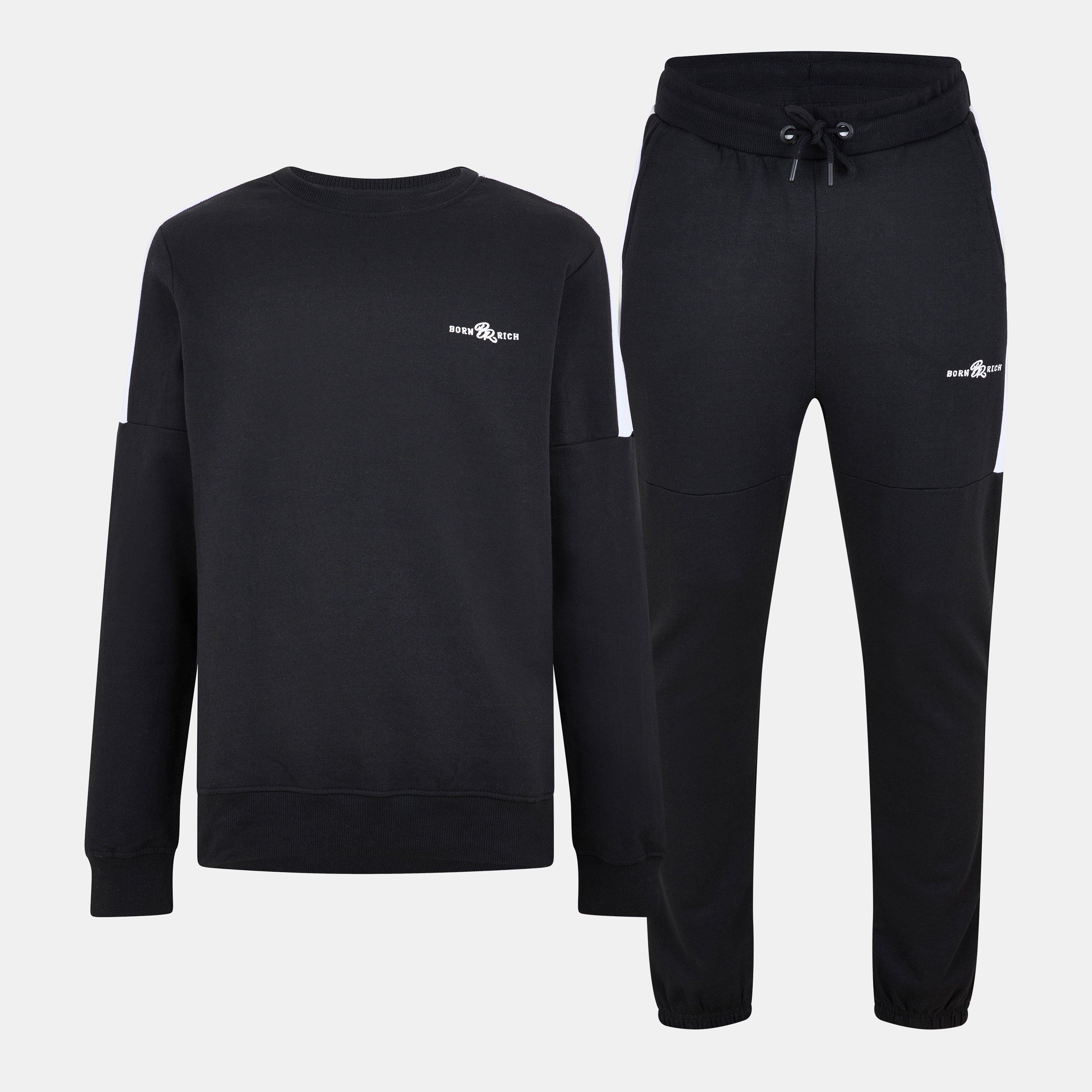 Black - Born Rich - BornRich Brushback Sweat Tracksuit Mens - 1