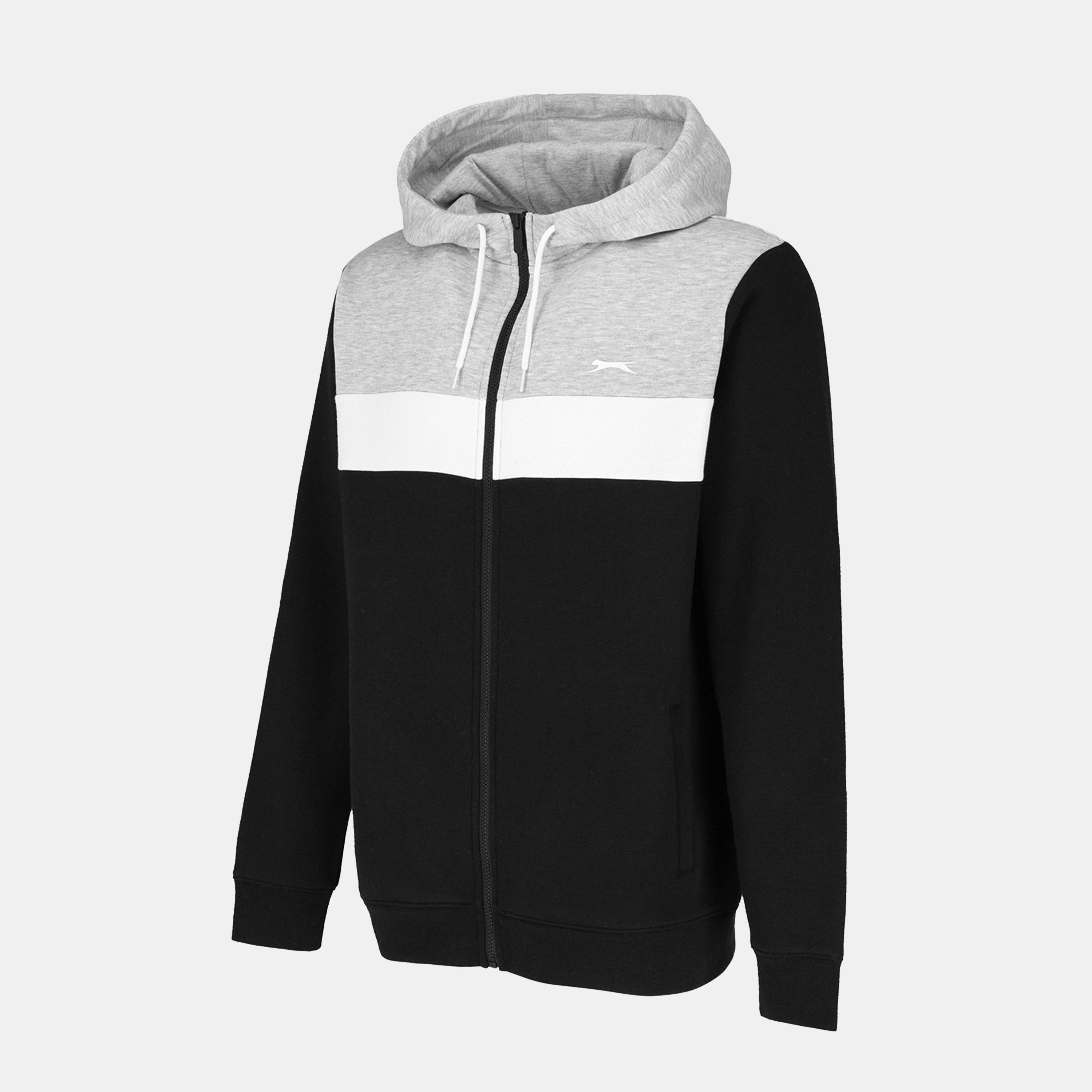 Schwarz/Grau - Slazenger - Fleece Full Zip Tracksuit Mens - 4