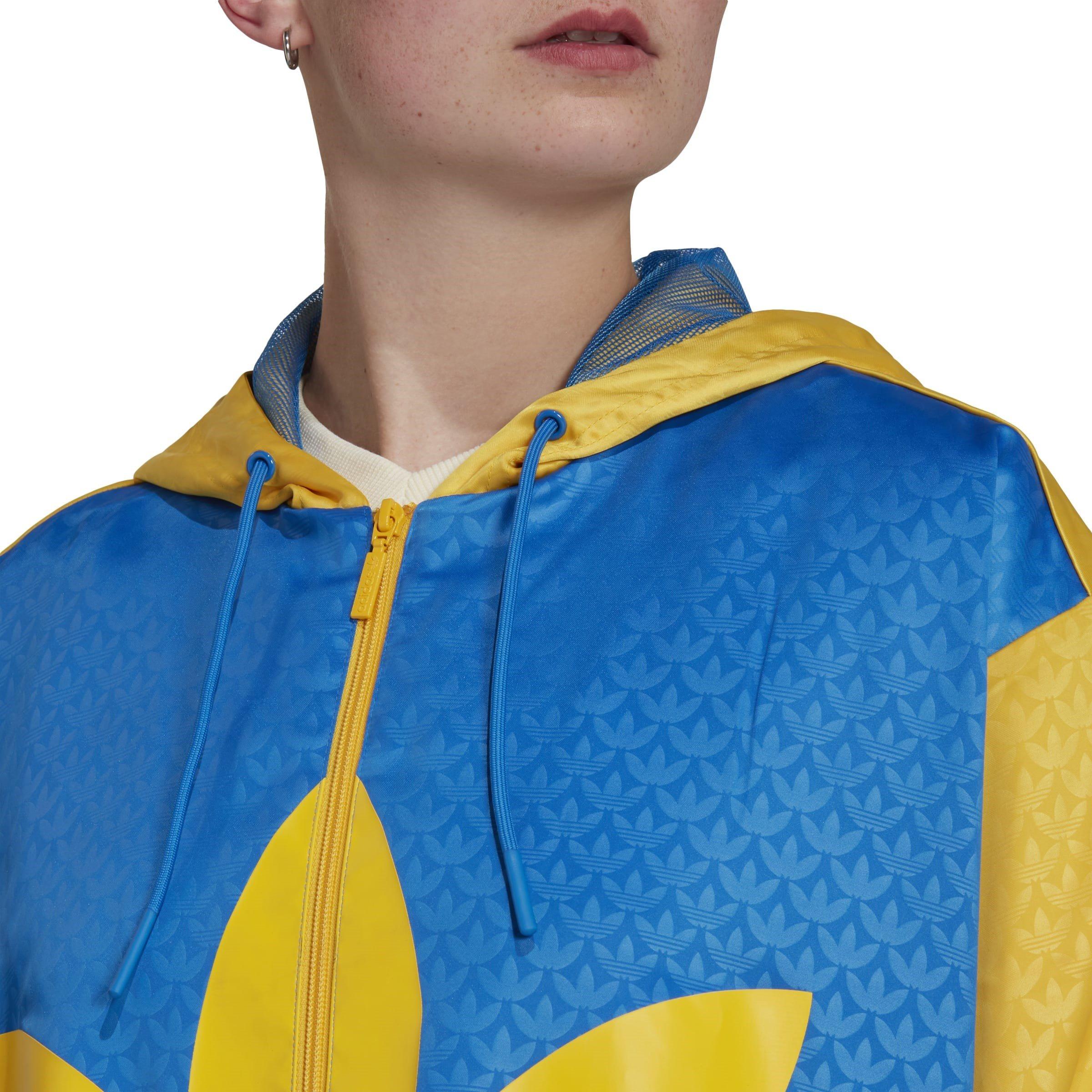 Blu - adidas Originals - 70s Colourblock Hooded Long Sleeve Full Zip Windbreaker - 5