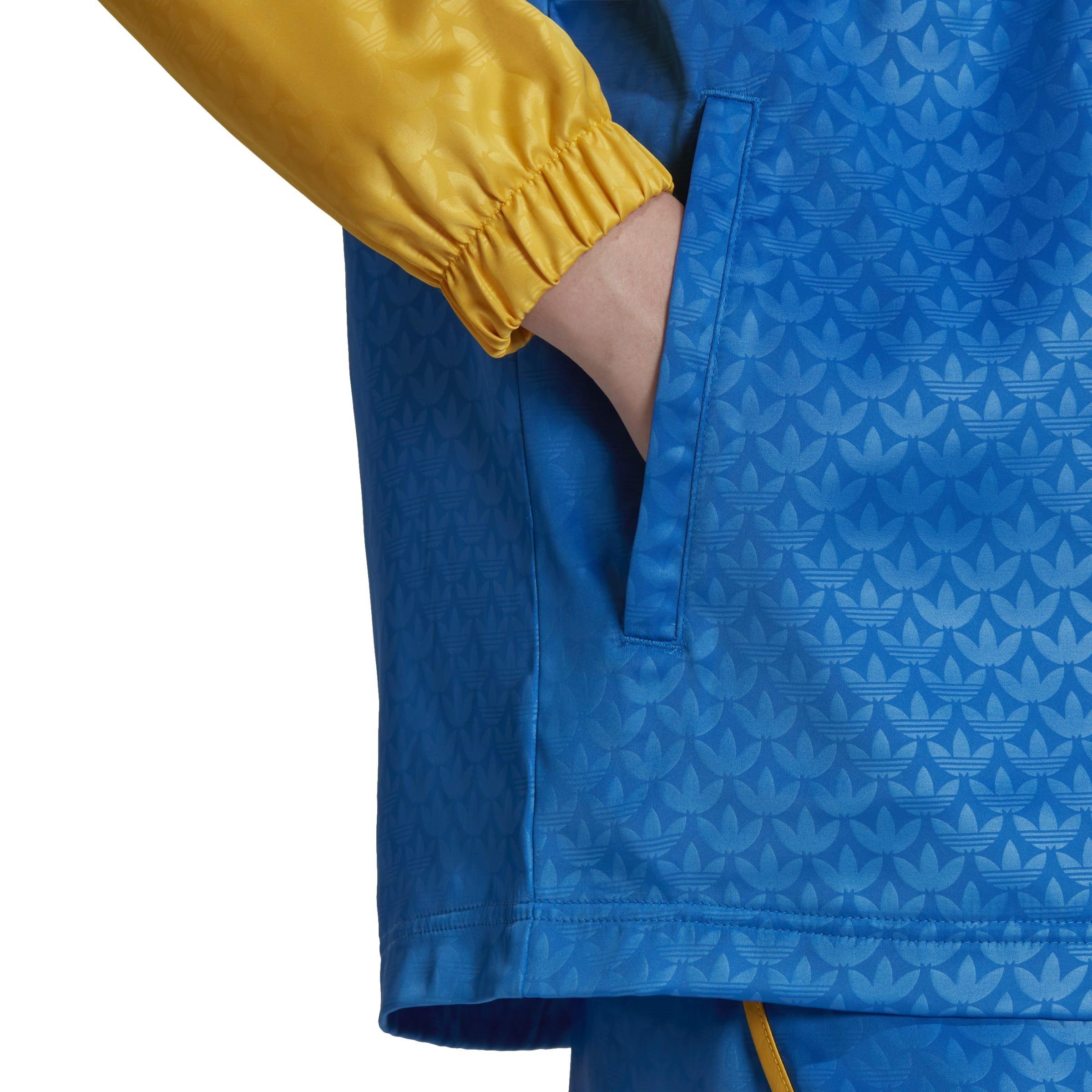 Blu - adidas Originals - 70s Colourblock Hooded Long Sleeve Full Zip Windbreaker - 6