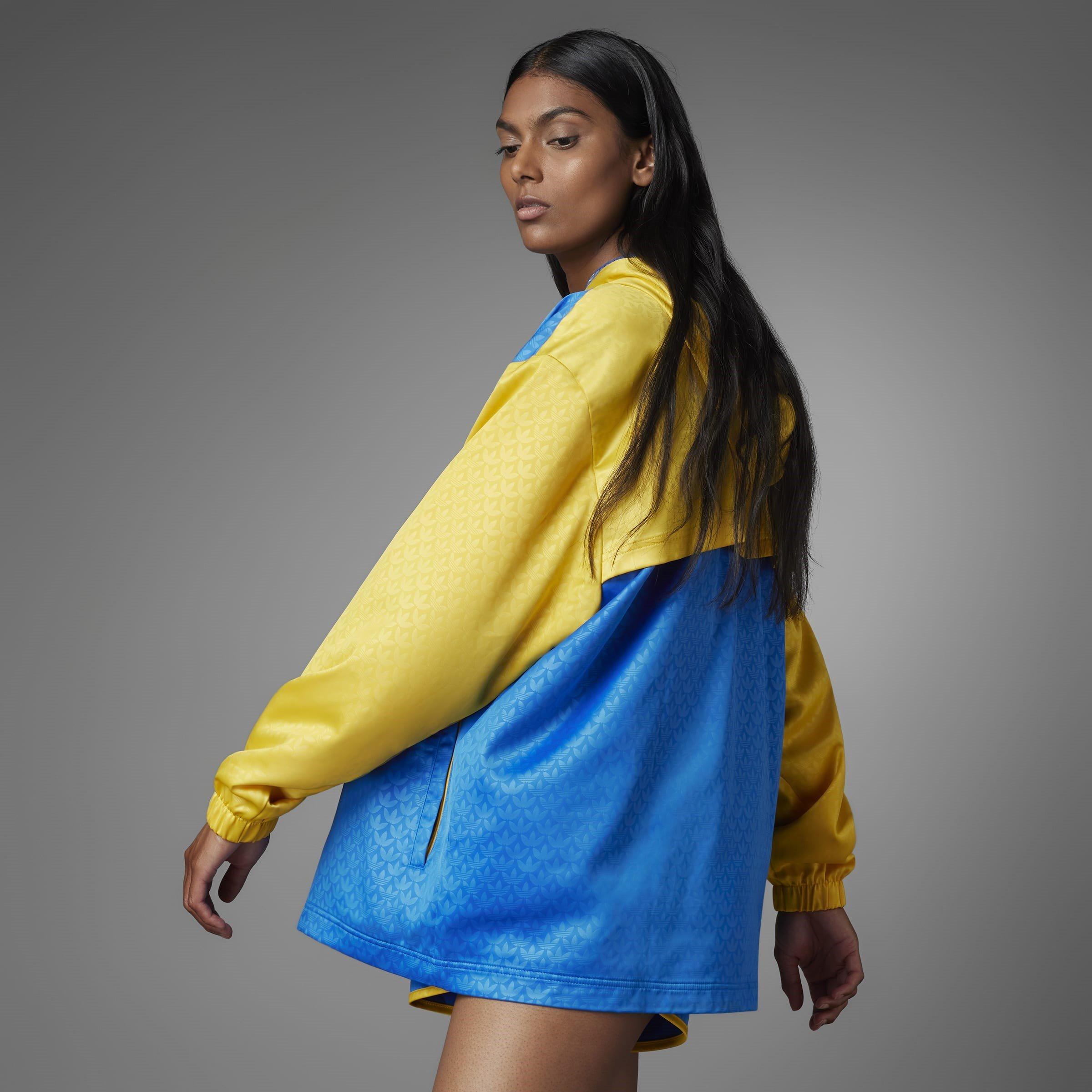 Blu - adidas Originals - 70s Colourblock Hooded Long Sleeve Full Zip Windbreaker - 8