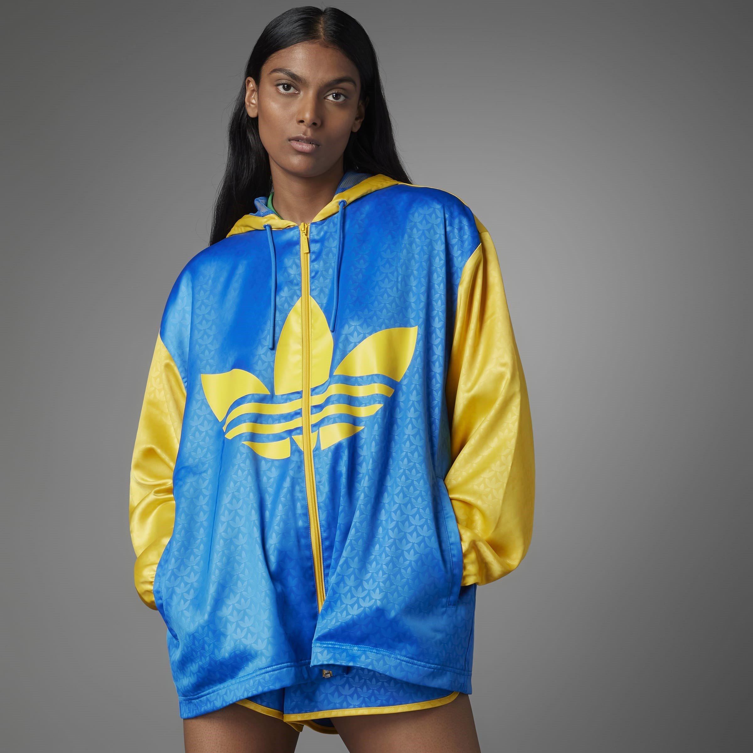 Blu - adidas Originals - 70s Colourblock Hooded Long Sleeve Full Zip Windbreaker - 10