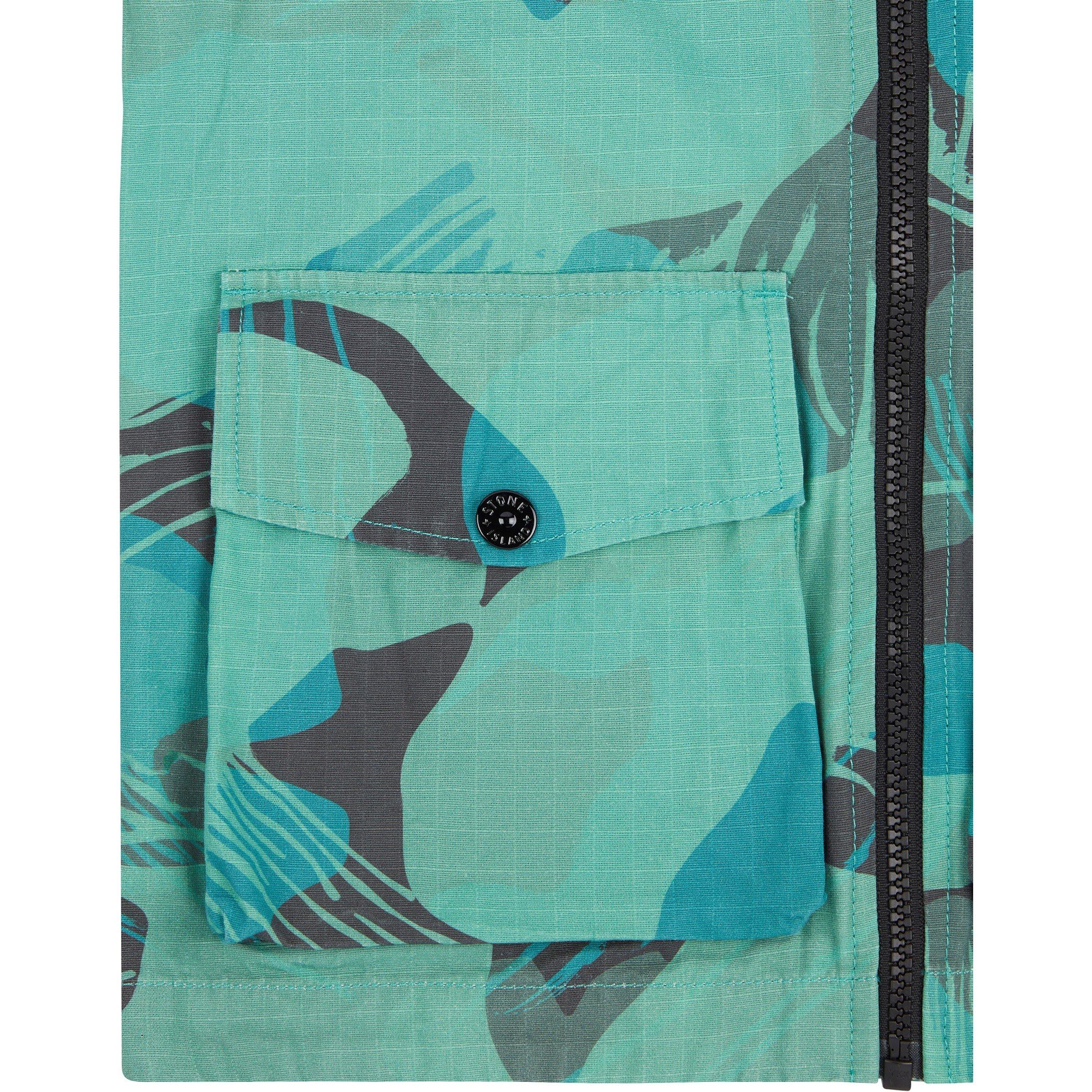 Emerald V0056 - Stone Island - Kids' Camo Cotton Hooded Zip Short Puffer Jacket - 3