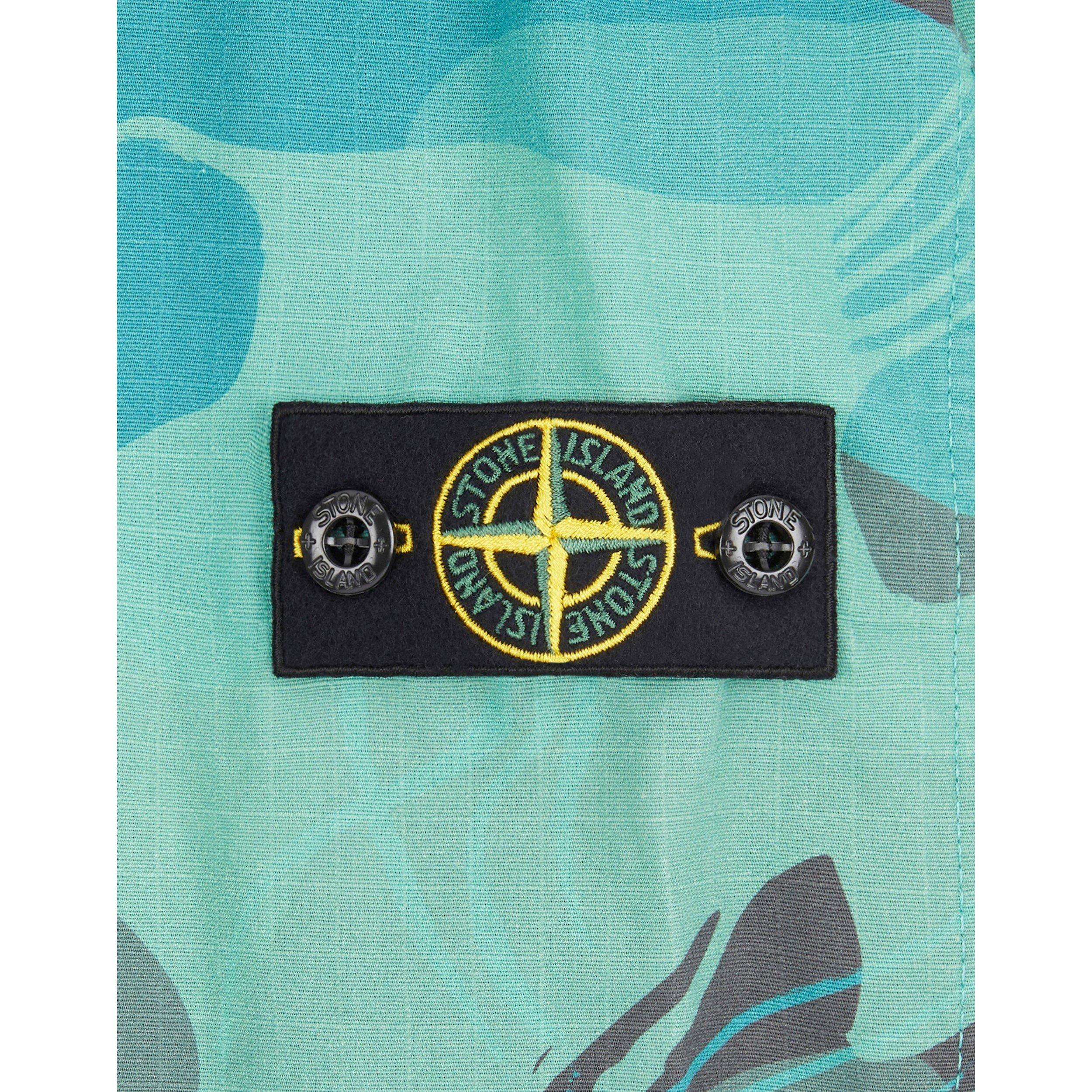 Emerald V0056 - Stone Island - Kids' Camo Cotton Hooded Zip Short Puffer Jacket - 4