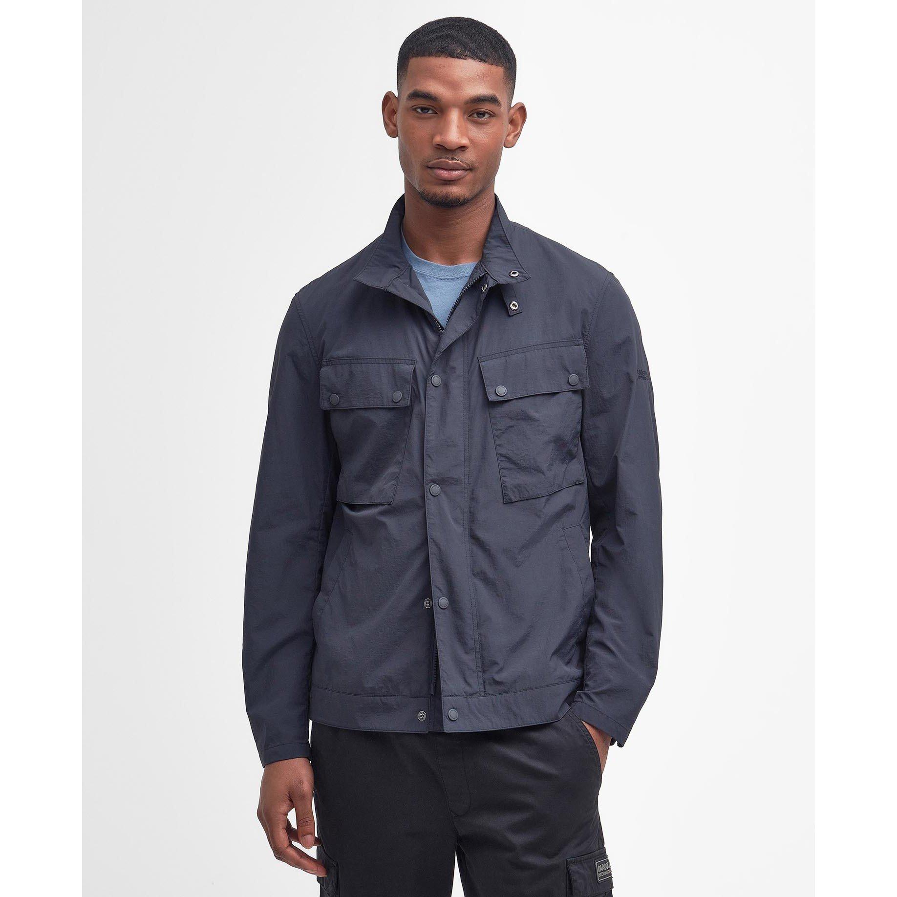 Navy NY91 - Barbour International - Men's Hayledon Biker Waxed Waterproof Rain Anorak - 2