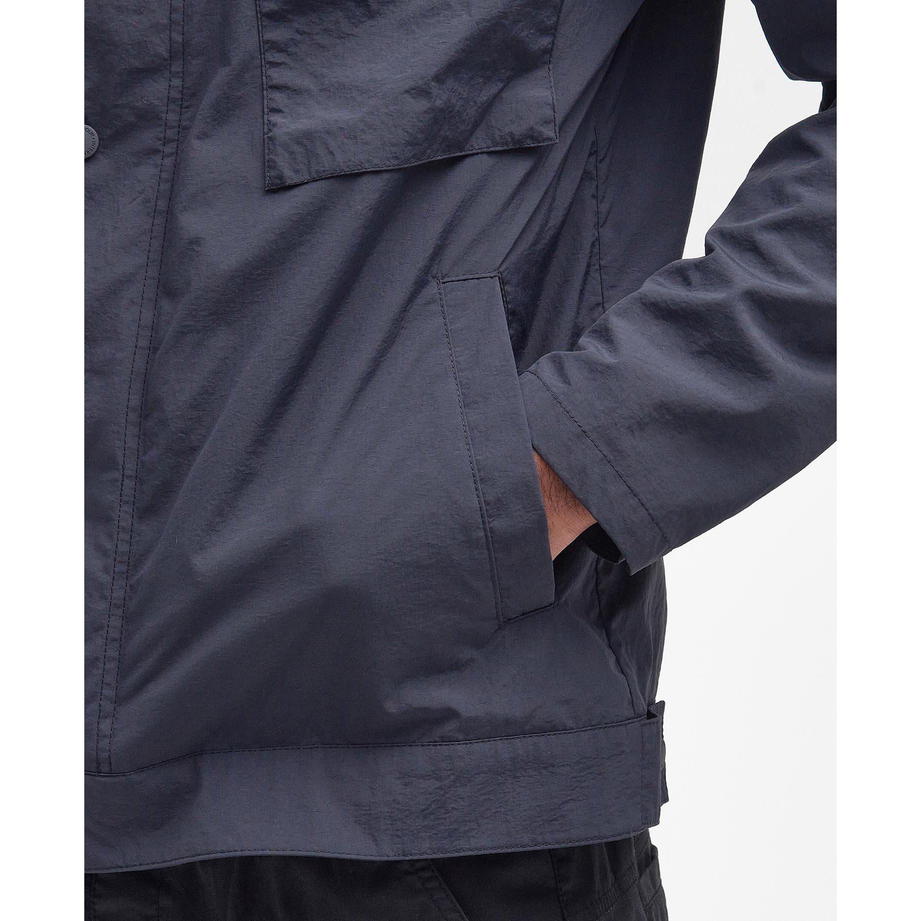 Navy NY91 - Barbour International - Men's Hayledon Biker Waxed Waterproof Rain Anorak - 5