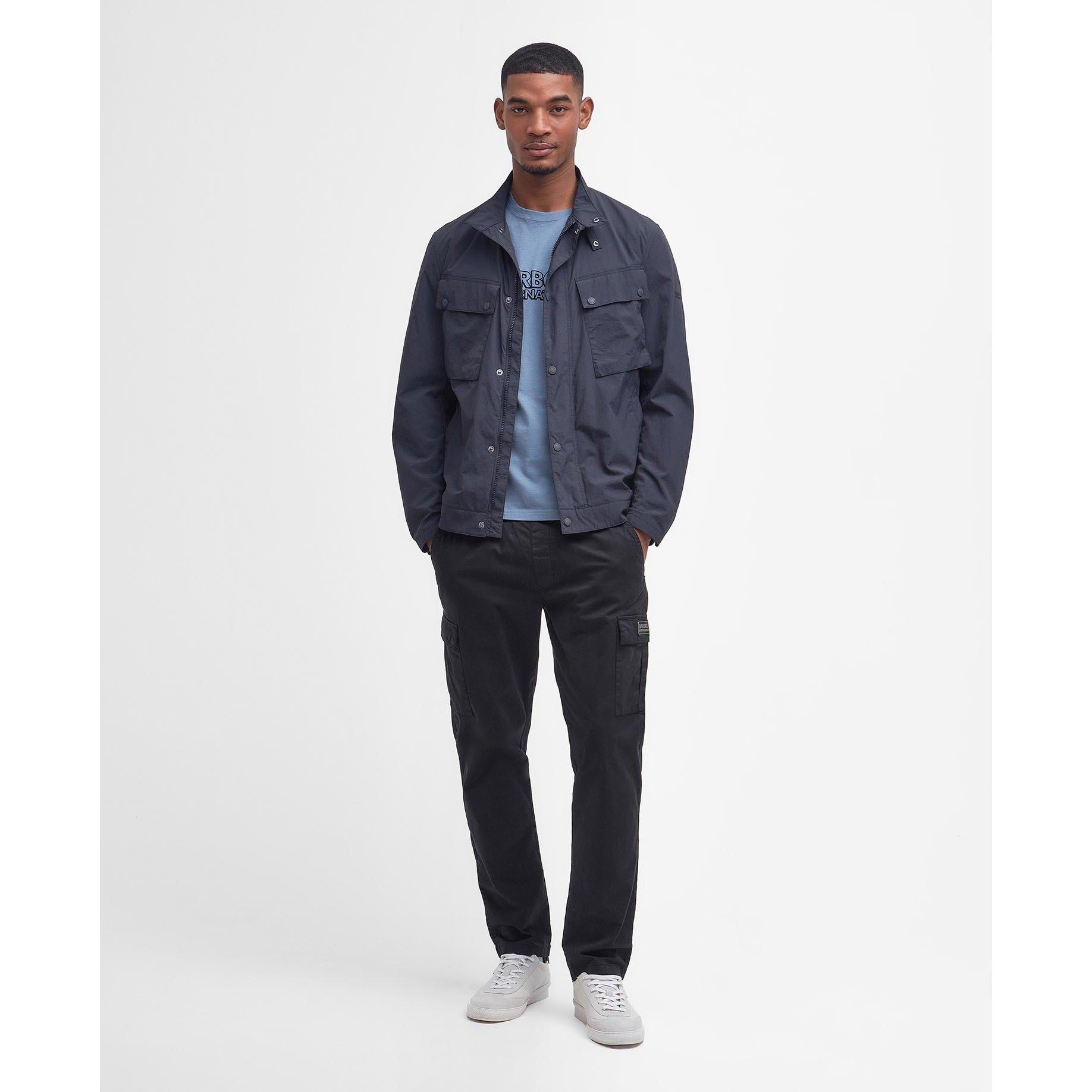 Navy NY91 - Barbour International - Men's Hayledon Biker Waxed Waterproof Rain Anorak - 6