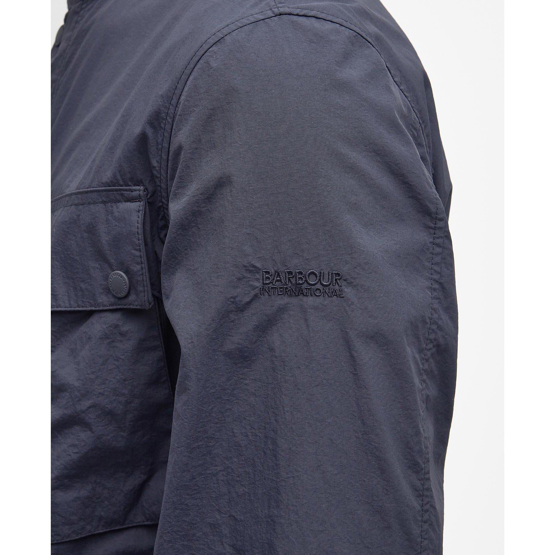 Navy NY91 - Barbour International - Men's Hayledon Biker Waxed Waterproof Rain Anorak - 7