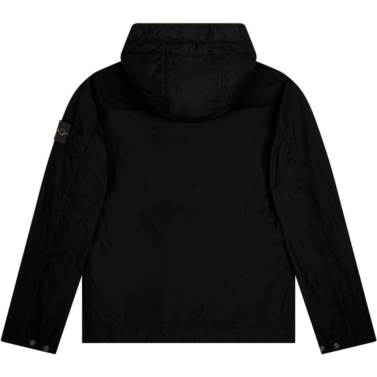 Black V0029 - Stone Island - Kids' Crinkle Reps Wind Resistant Hooded Long Sleeve Short Puffer Jacket - 2