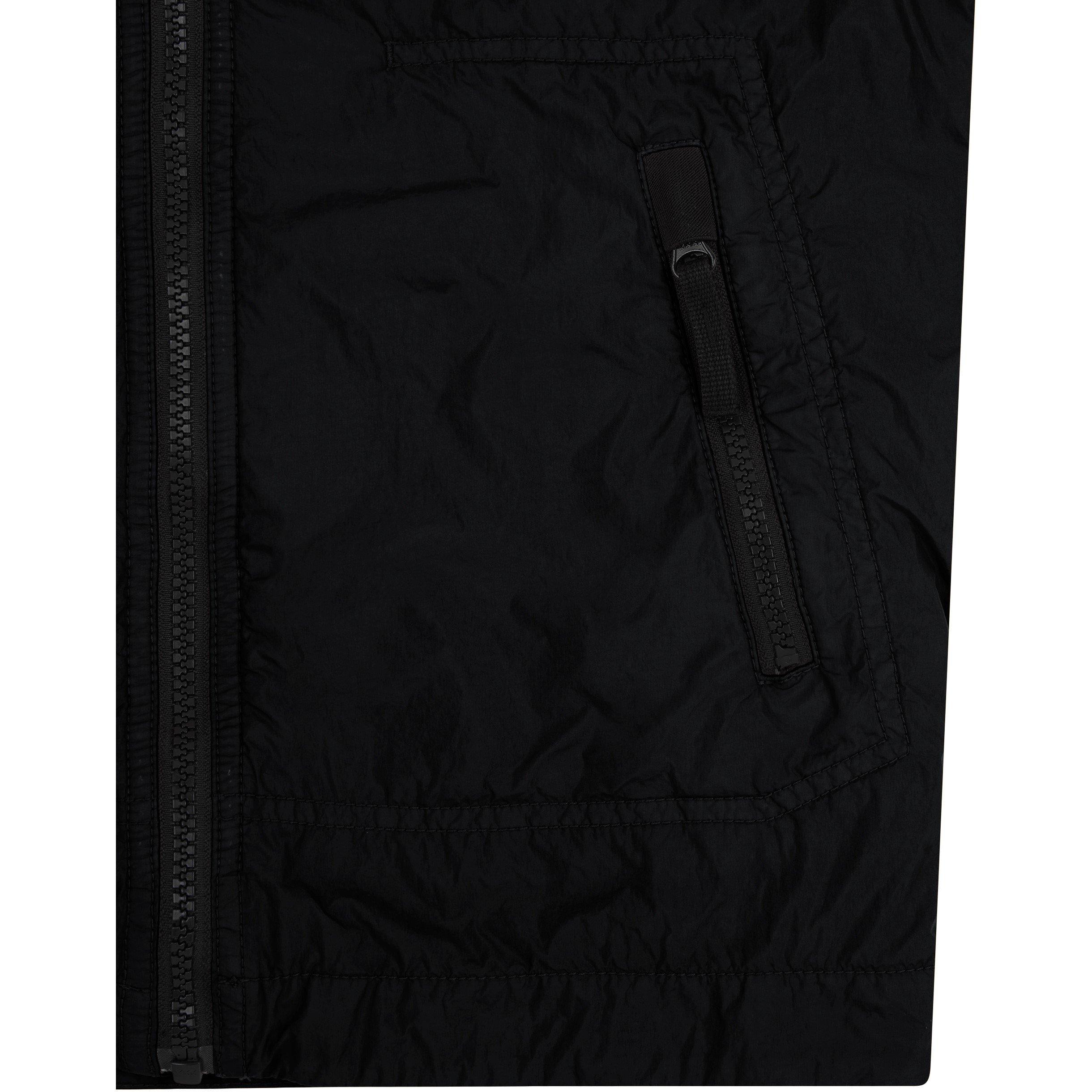 Black V0029 - Stone Island - Kids' Crinkle Reps Wind Resistant Hooded Long Sleeve Short Puffer Jacket - 3