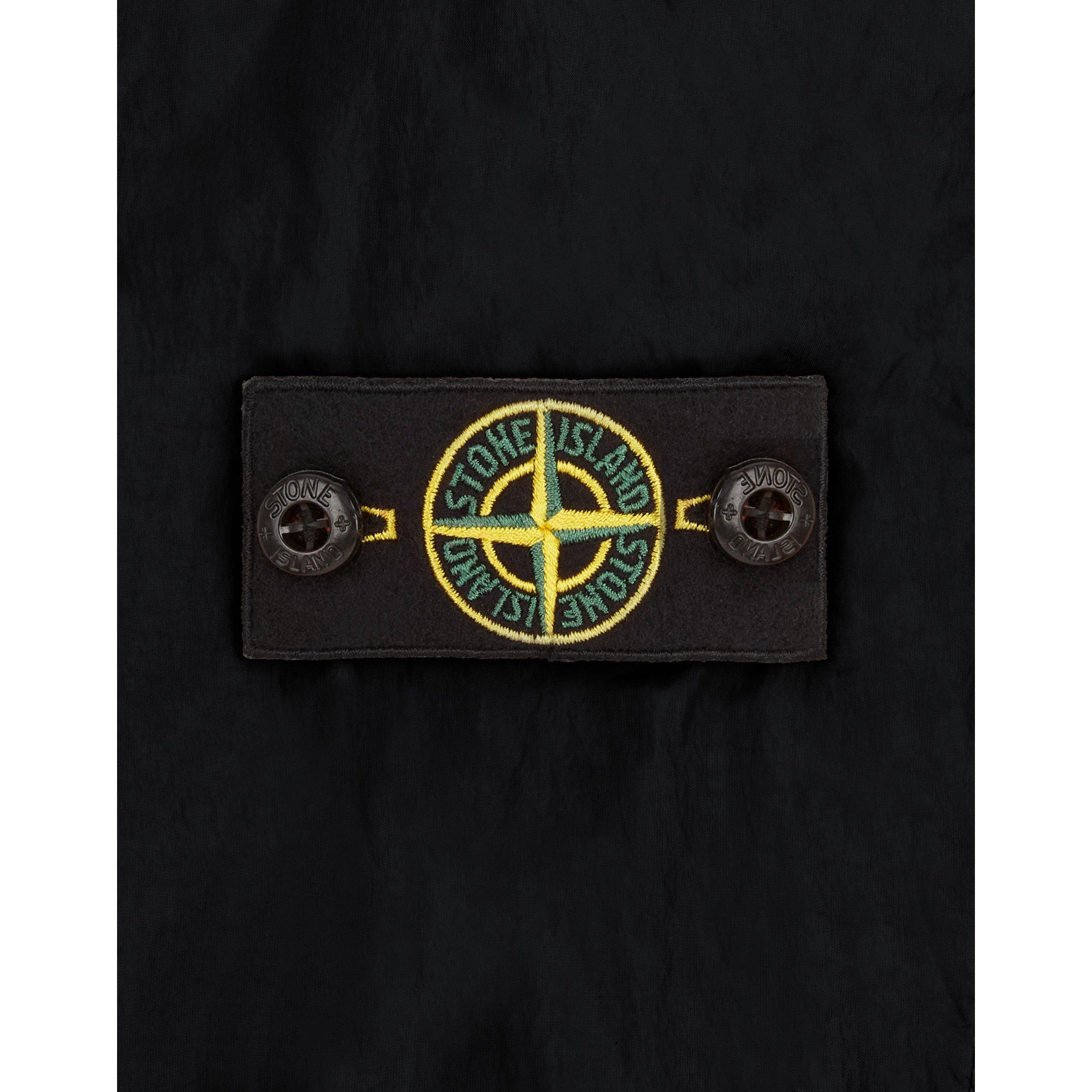 Black V0029 - Stone Island - Kids' Crinkle Reps Wind Resistant Hooded Long Sleeve Short Puffer Jacket - 4