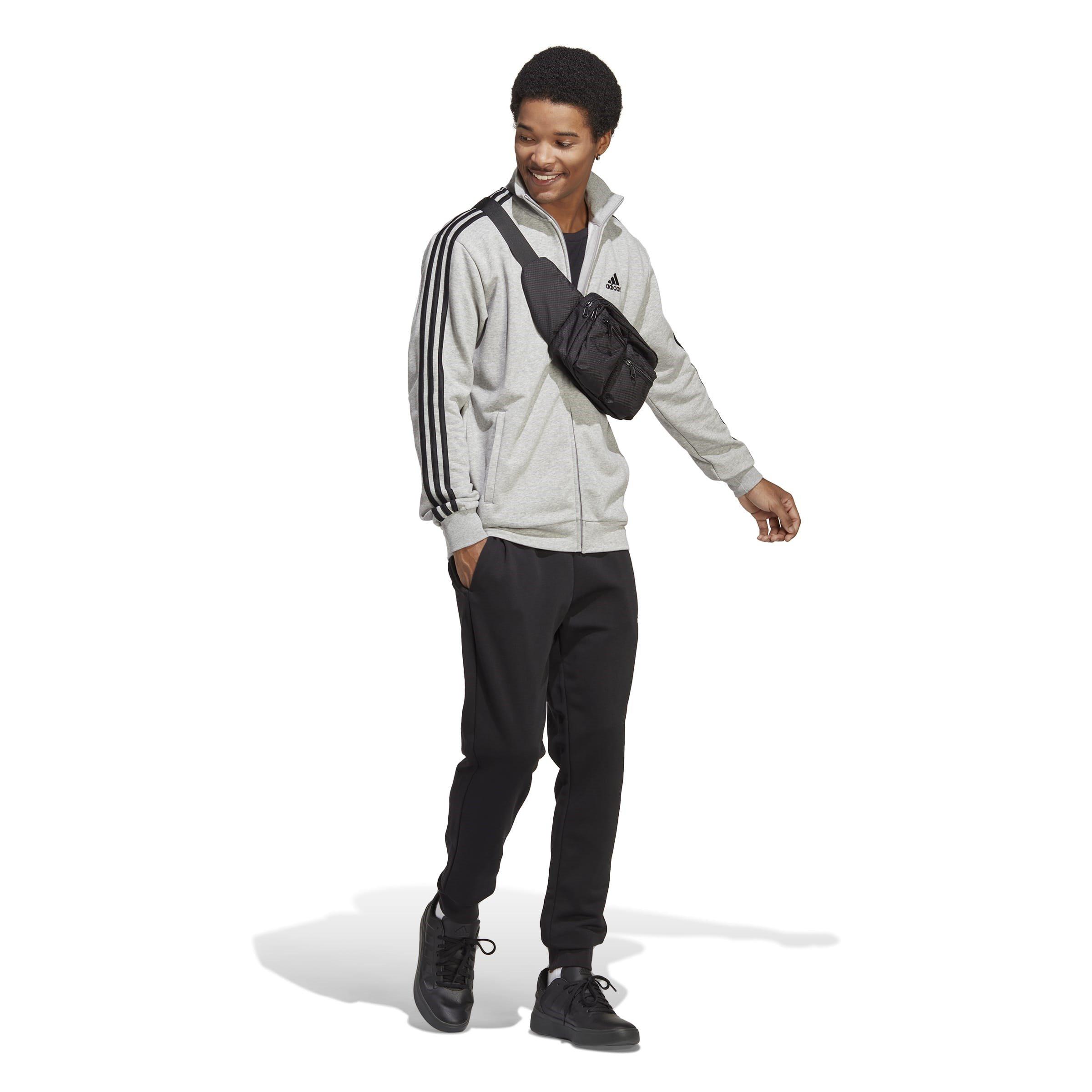 Grigio Medio - adidas - Basic 3-Stripes French Terry Tracksuit Mens - 4