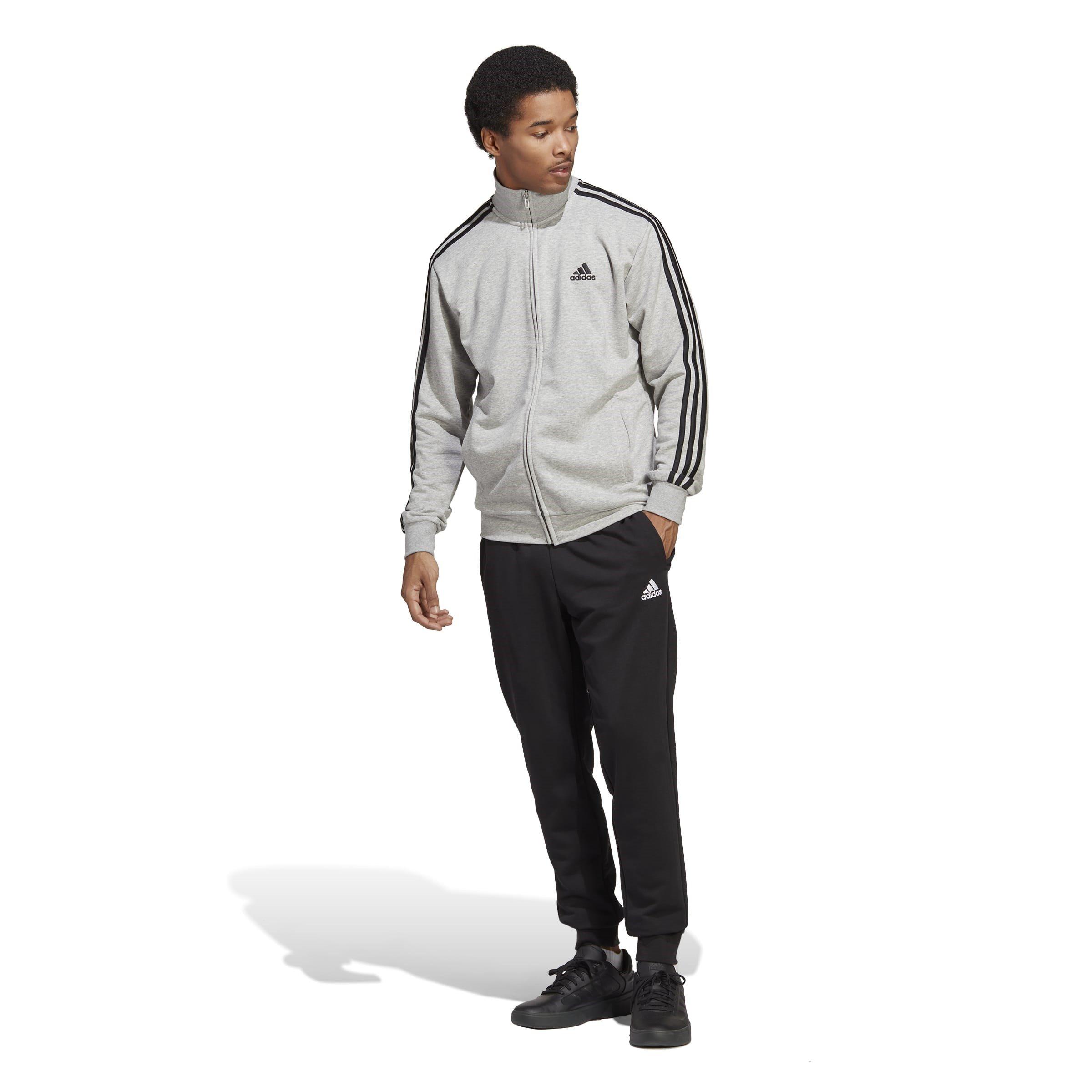 Grigio Medio - adidas - Basic 3-Stripes French Terry Tracksuit Mens - 7